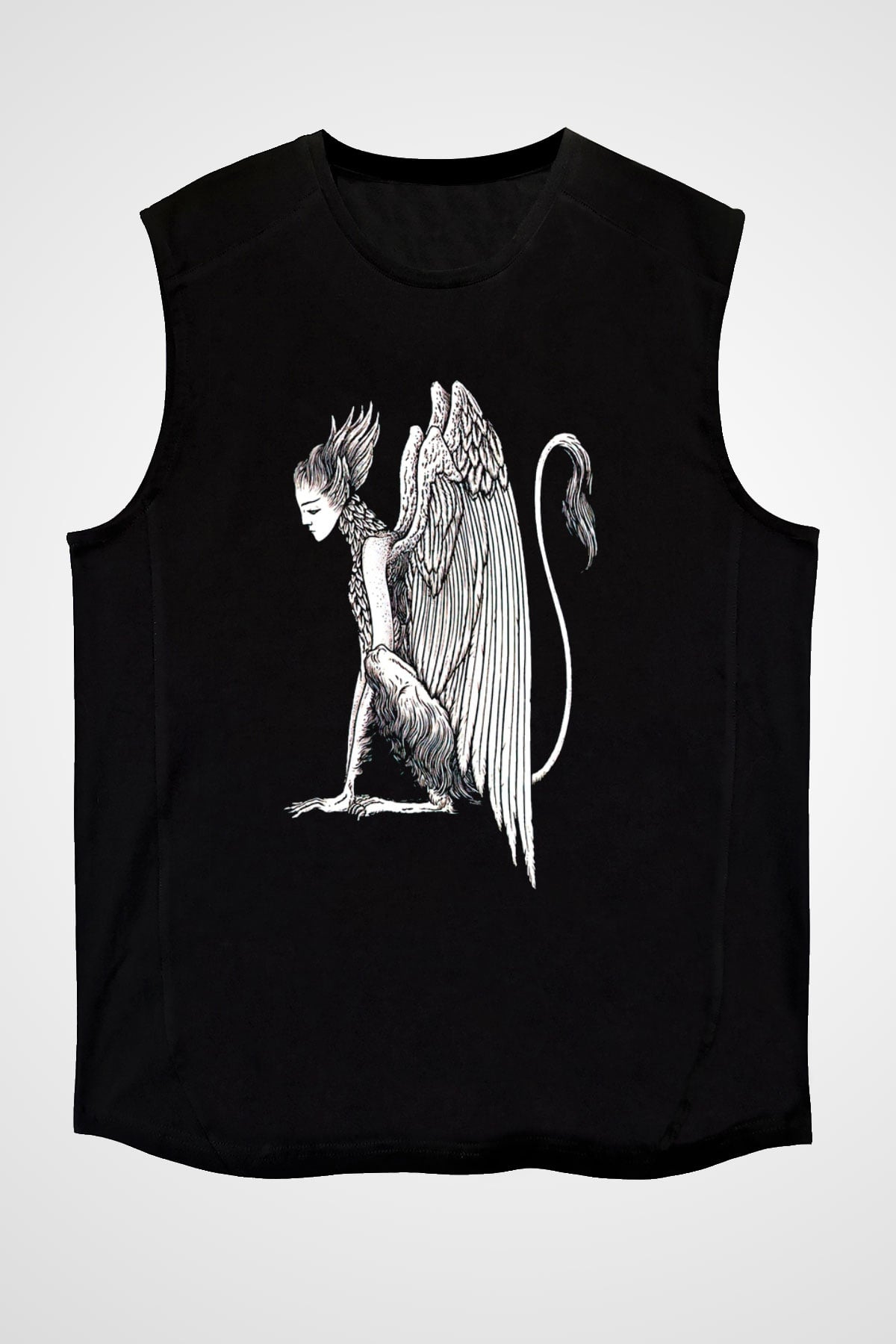 Alcest Baskılı Unisex Siyah Kolsuz Tişört - Tshirt