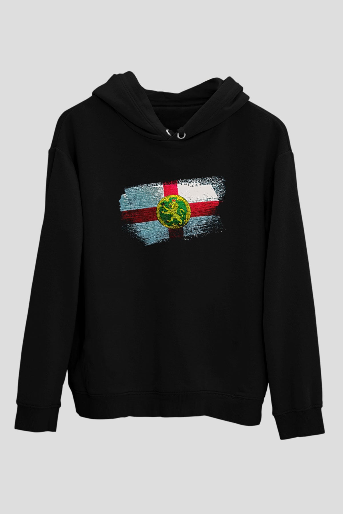 Alderney Bayrağı Baskılı Unisex Siyah Hoodie