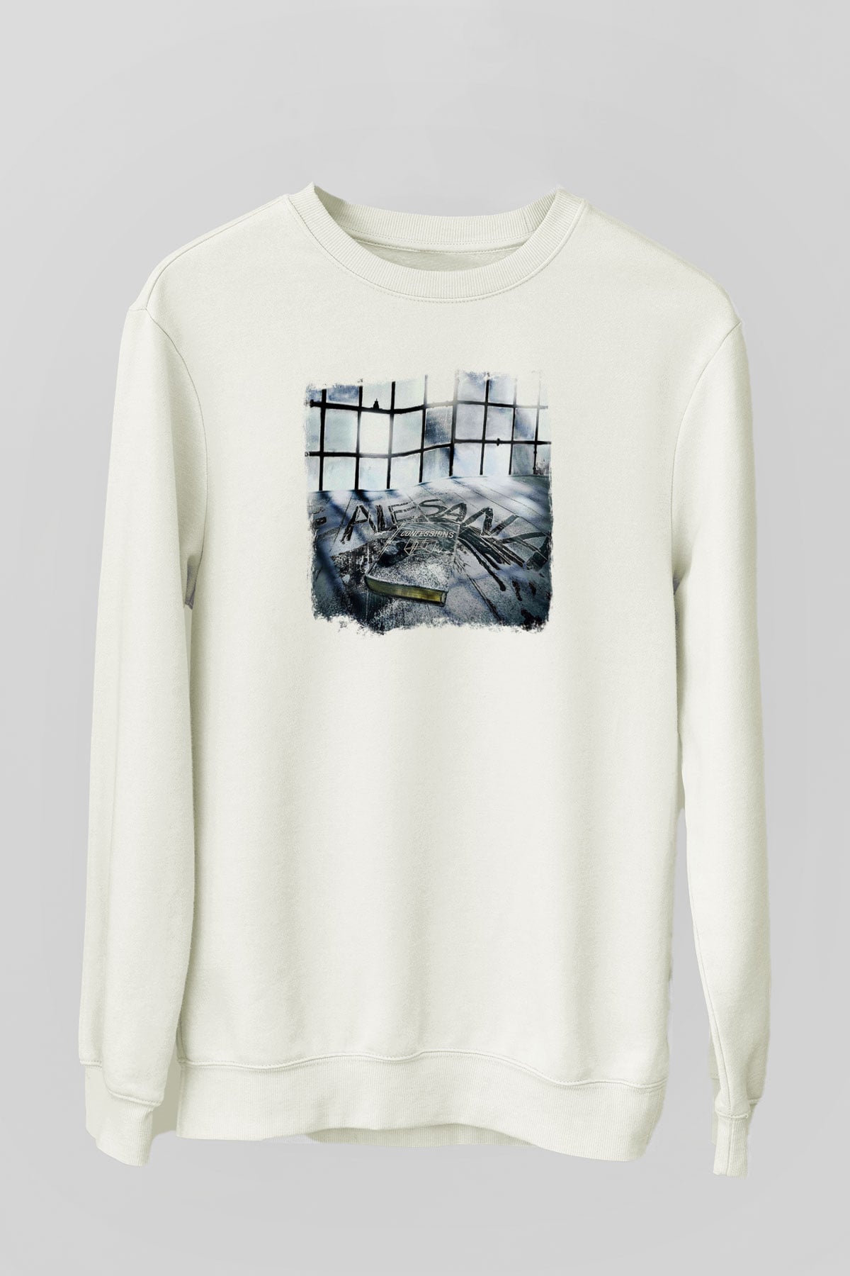 Alesana Baskılı Unisex Beyaz Sweatshirt