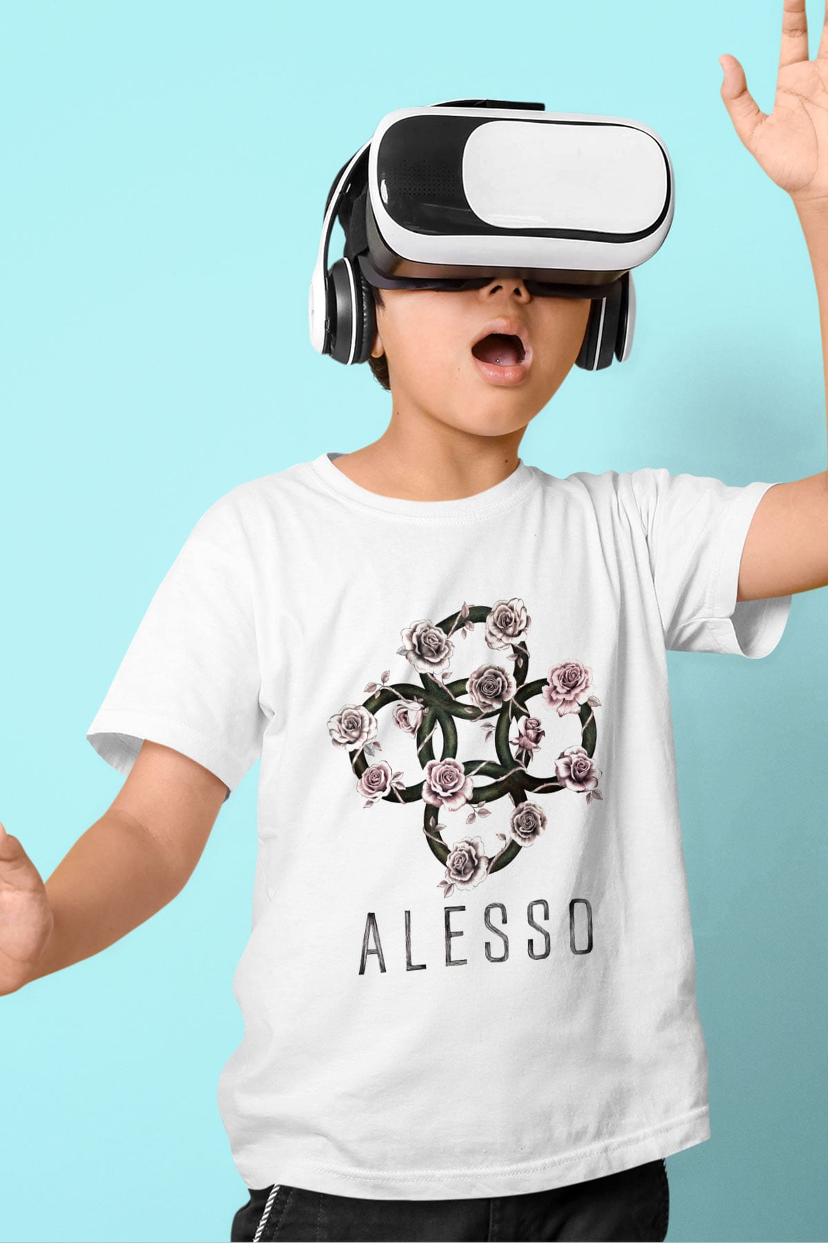 Alesso Baskılı Beyaz Unisex Çocuk Tişört