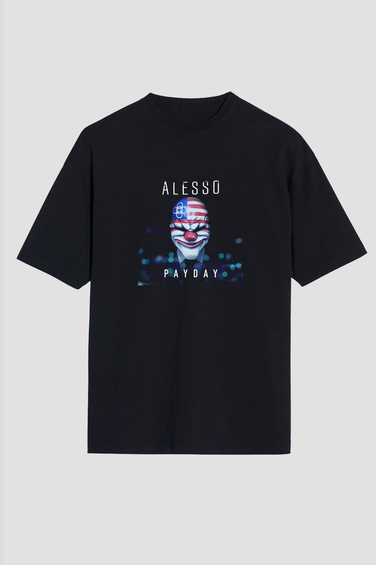 Alesso Baskılı Unisex Oversize Siyah Tişört