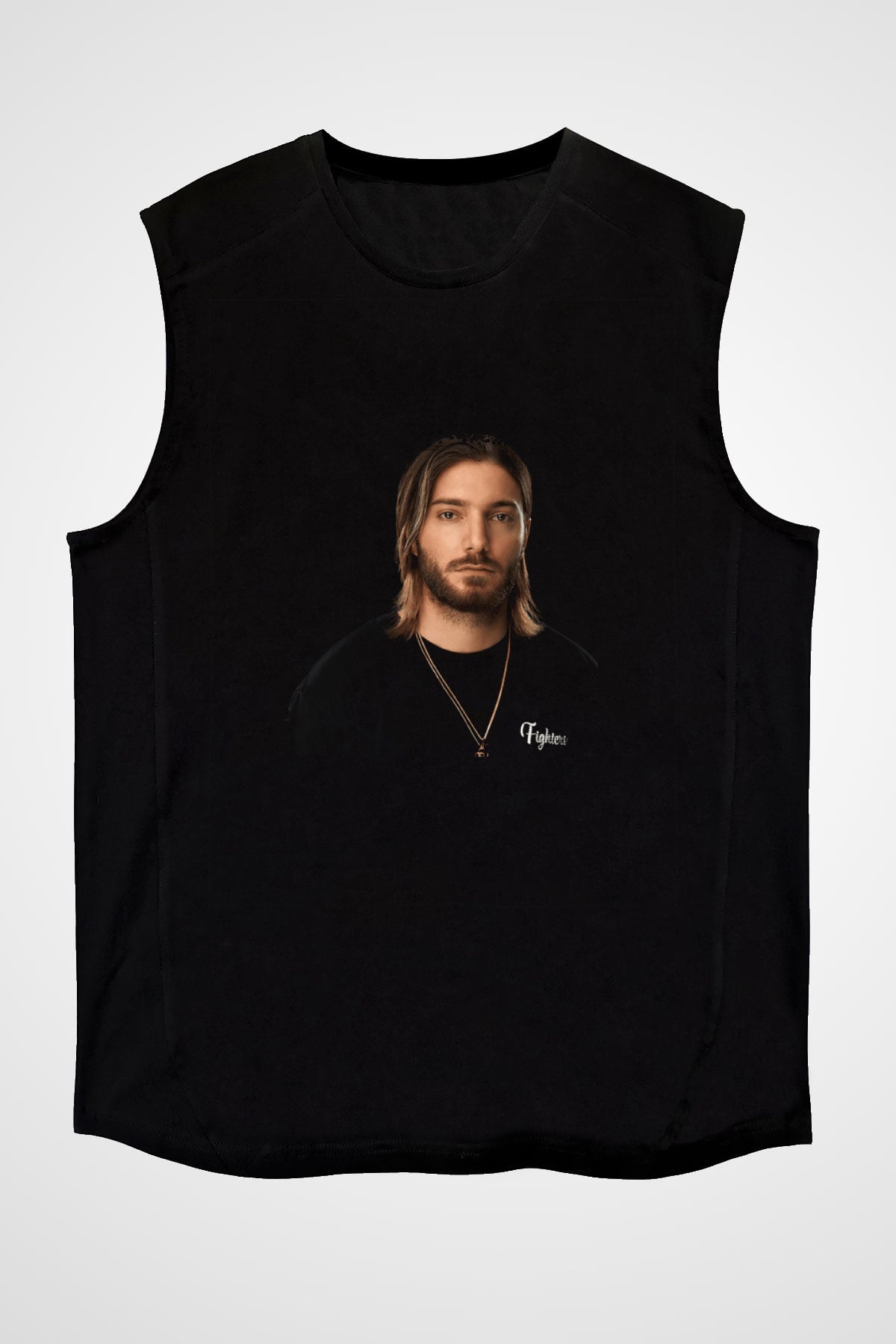 Alesso Baskılı Unisex Siyah Kolsuz Tişört