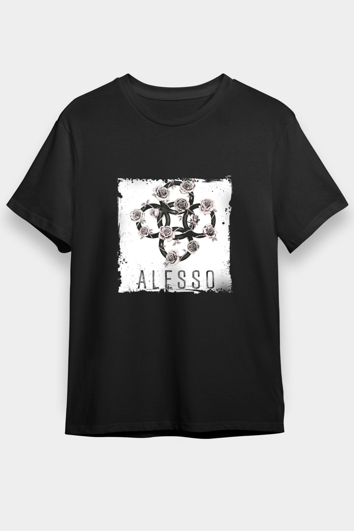 Alesso Baskılı Unisex Siyah Tişört
