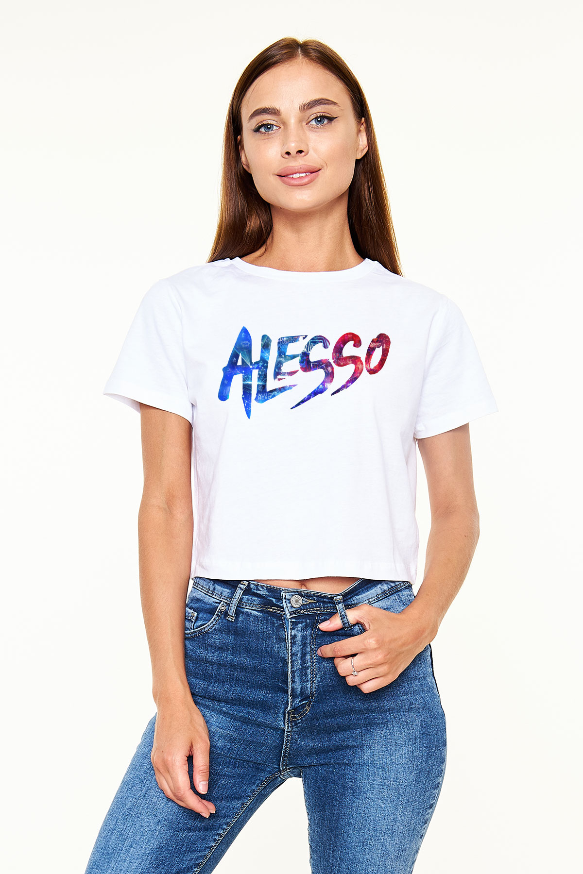 Alesso Beyaz Croptop Tişört
