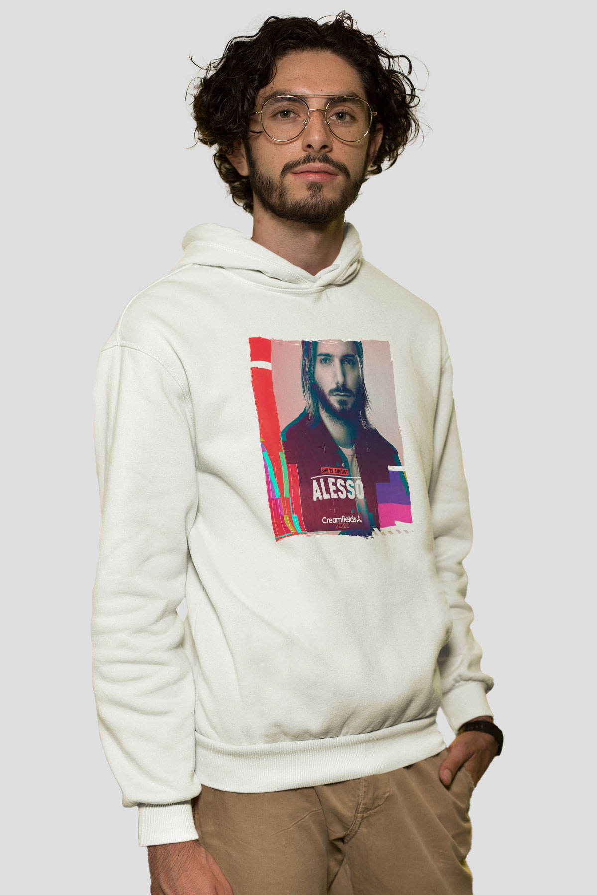 Alesso Beyaz Unisex Kapüşonlu Sweatshirt