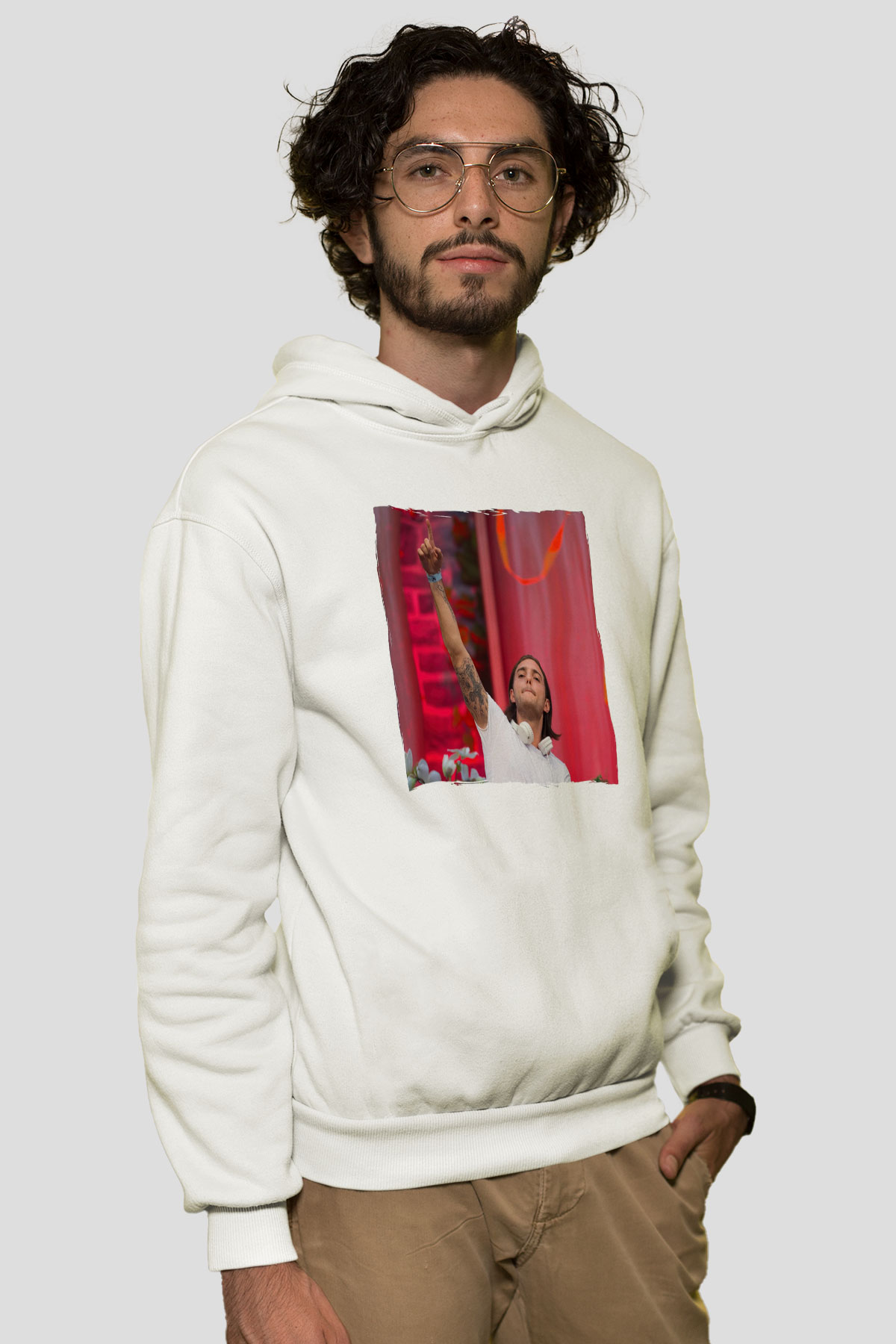 Alesso Beyaz Unisex Kapüşonlu Sweatshirt