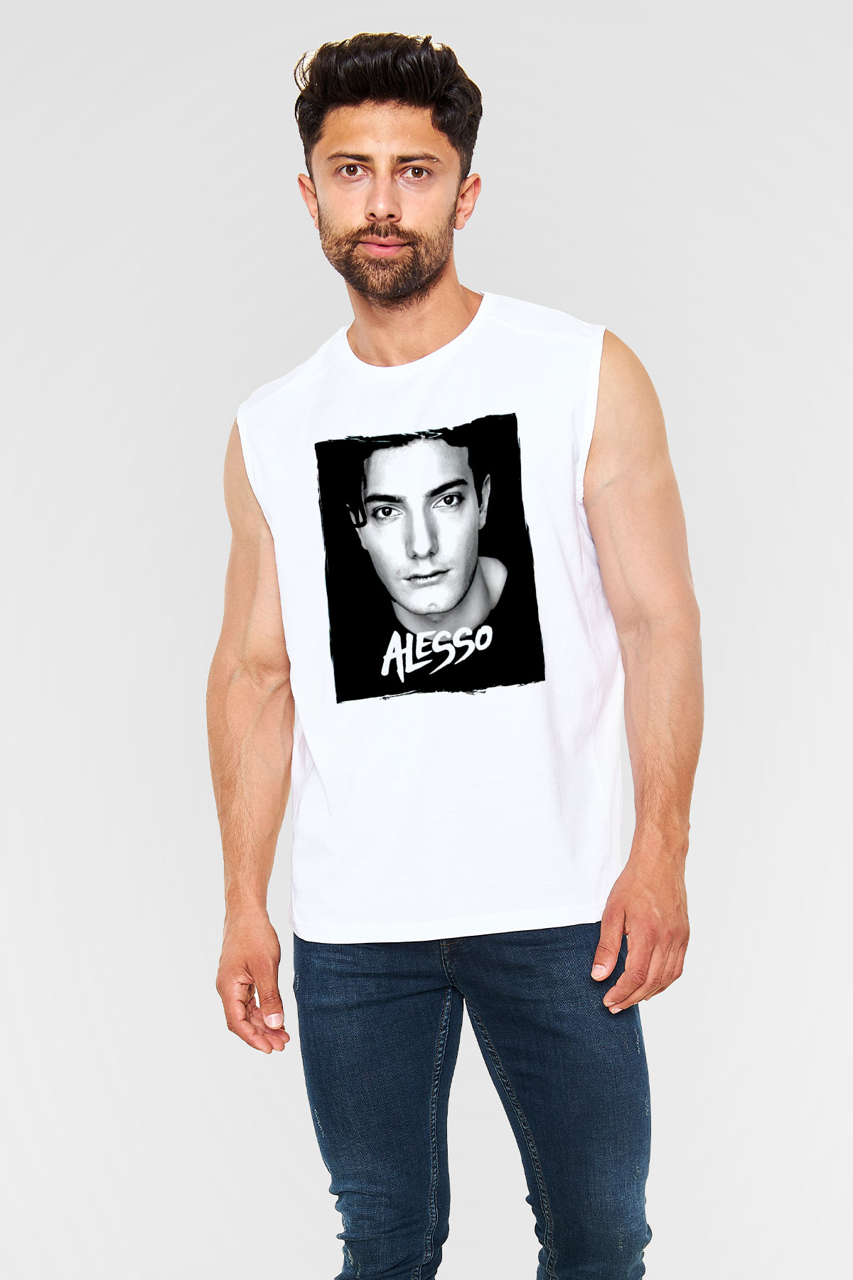Alesso Beyaz Unisex Kolsuz Tişört