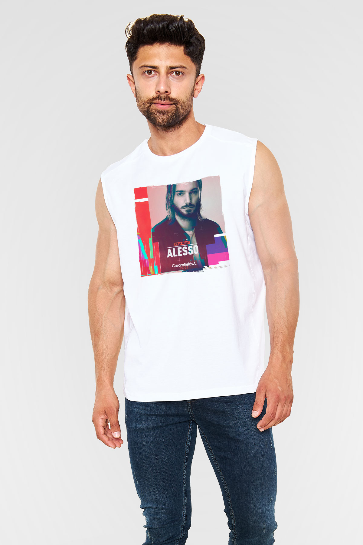 Alesso Beyaz Unisex Kolsuz Tişört