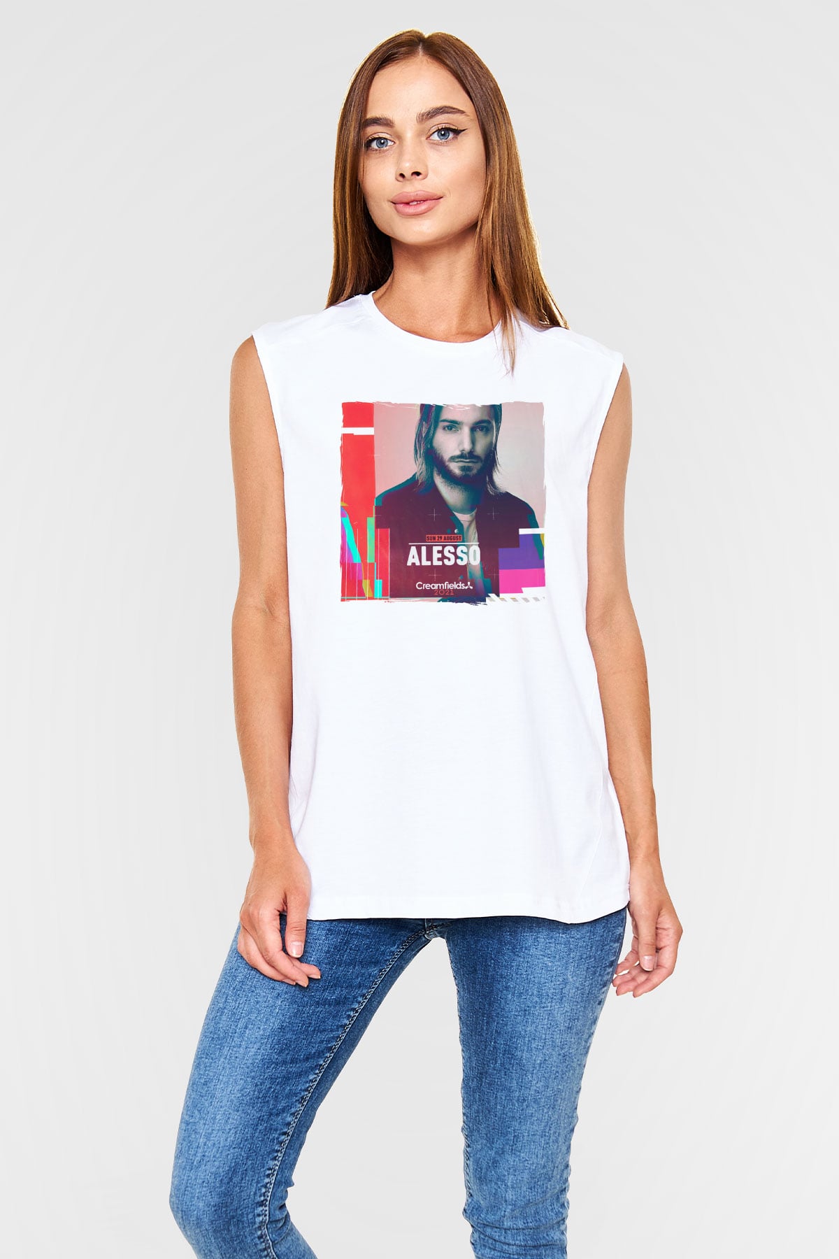 Alesso Beyaz Unisex Kolsuz Tişört
