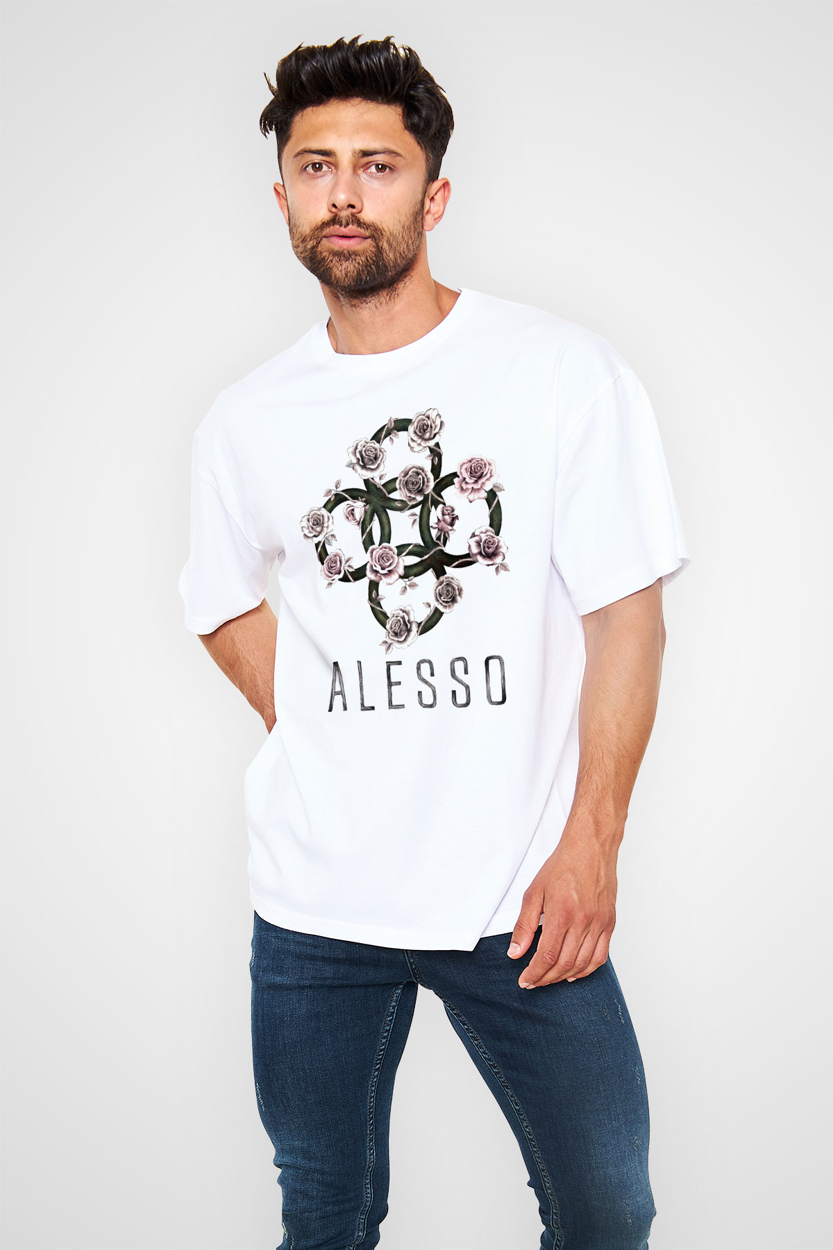 Alesso Beyaz Unisex Oversize Tişört T-Shirt