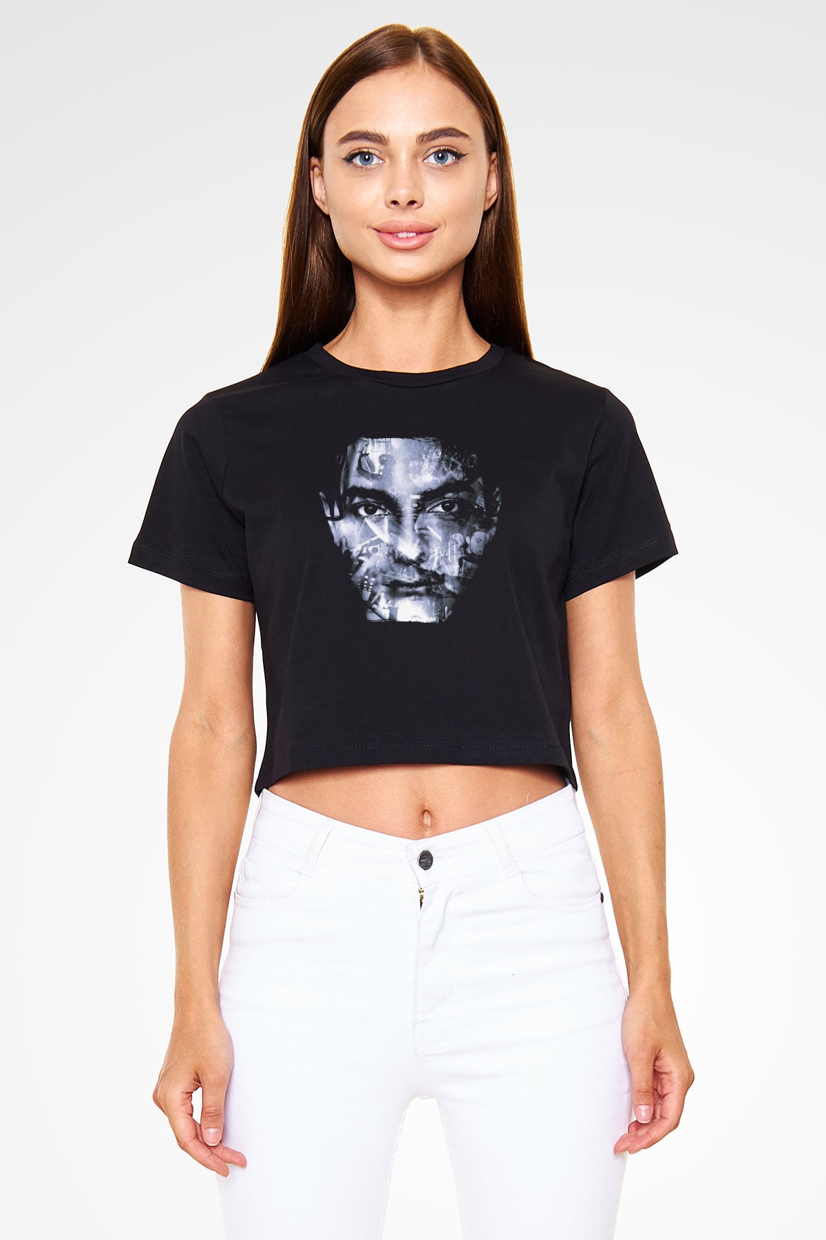 Alesso Siyah  Crop Top Tişört