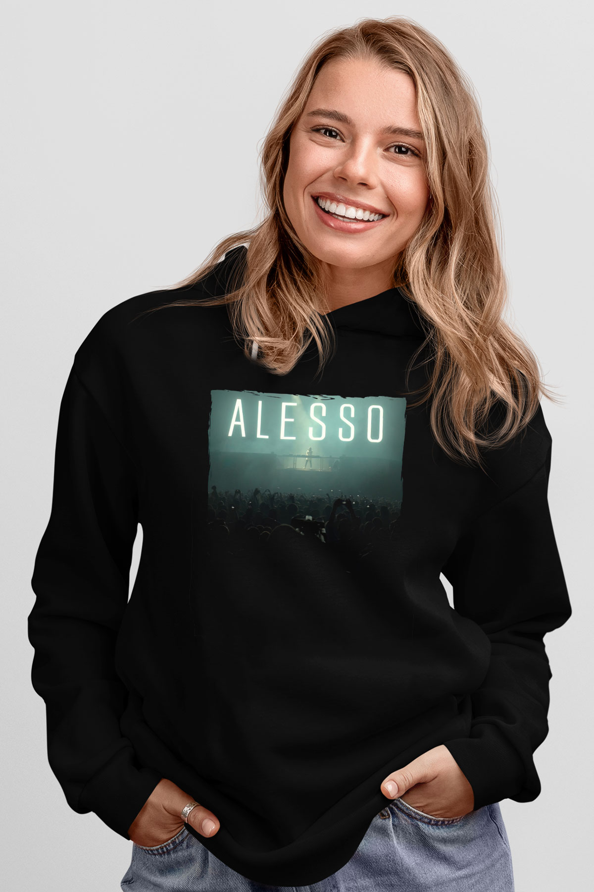 Alesso Siyah Unisex Kapüşonlu Sweatshirt