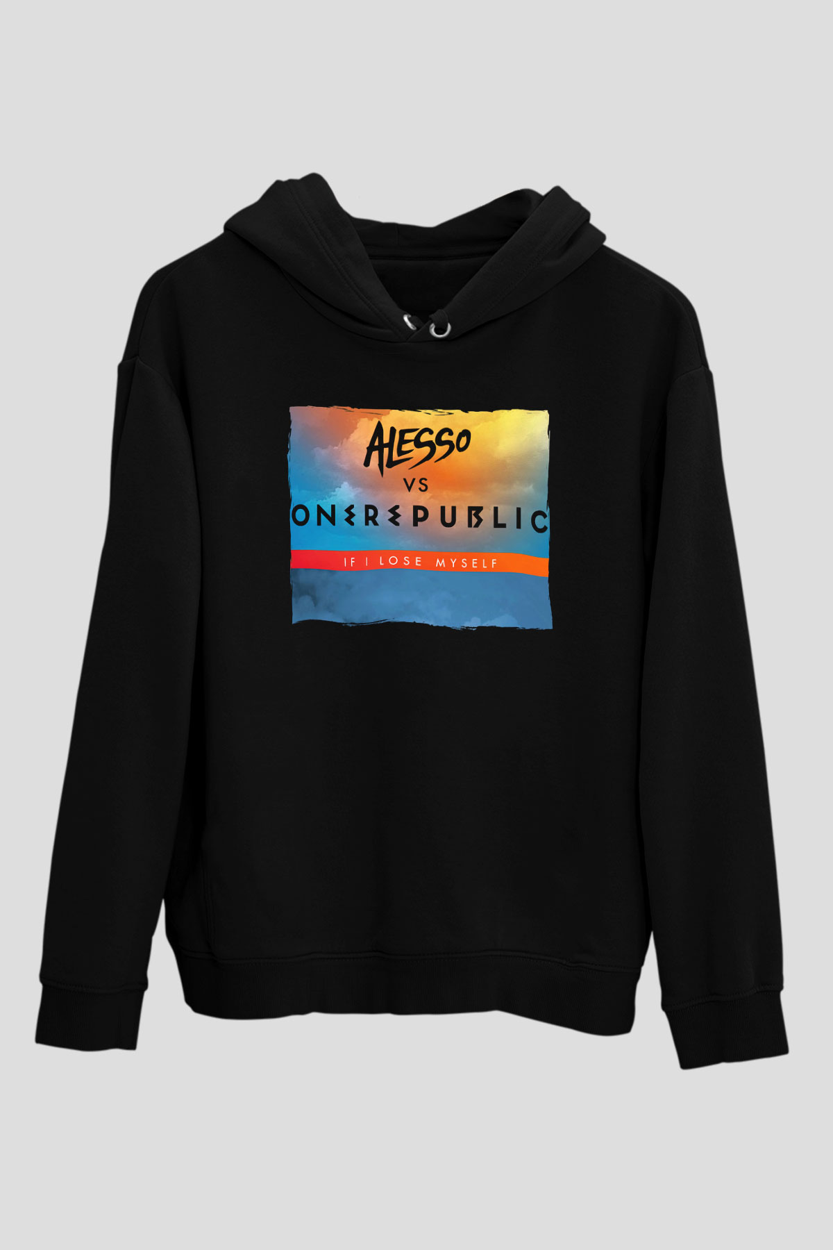 Alesso Siyah Unisex Kapüşonlu Sweatshirt