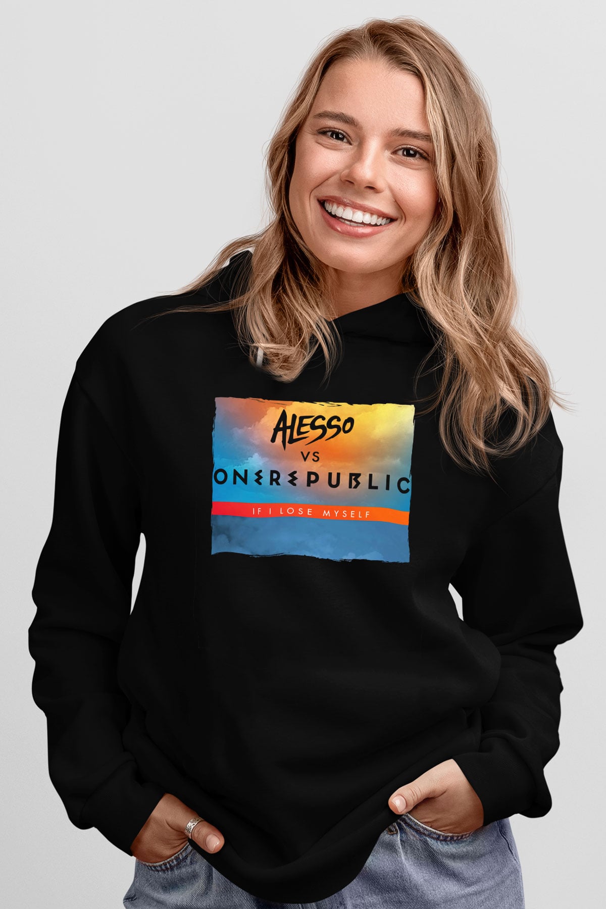 Alesso Siyah Unisex Kapüşonlu Sweatshirt