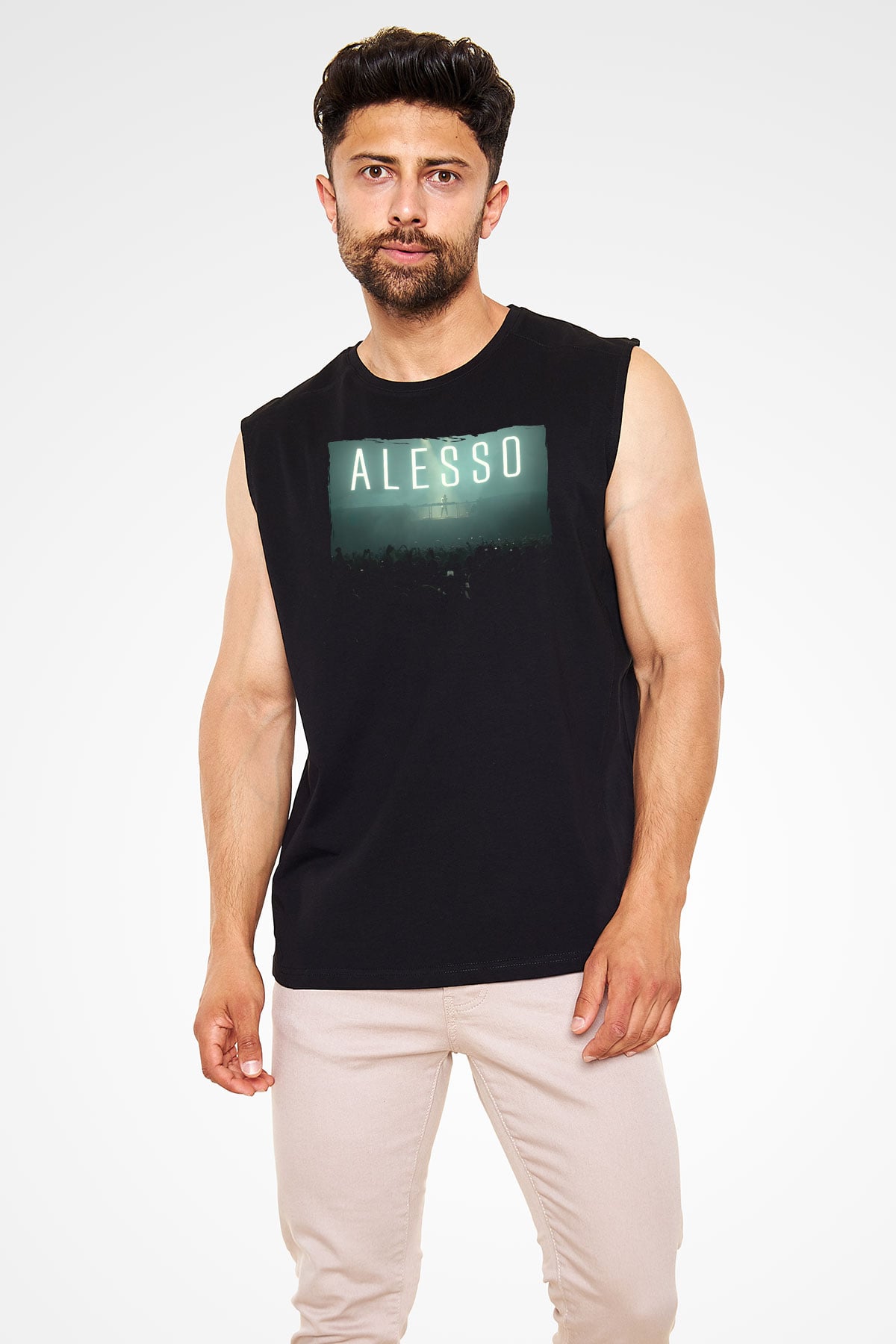 Alesso Siyah Unisex Kolsuz Tişört