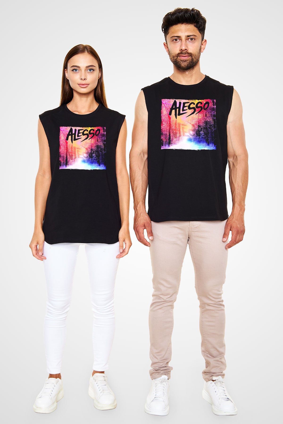 Alesso Siyah Unisex Kolsuz Tişört