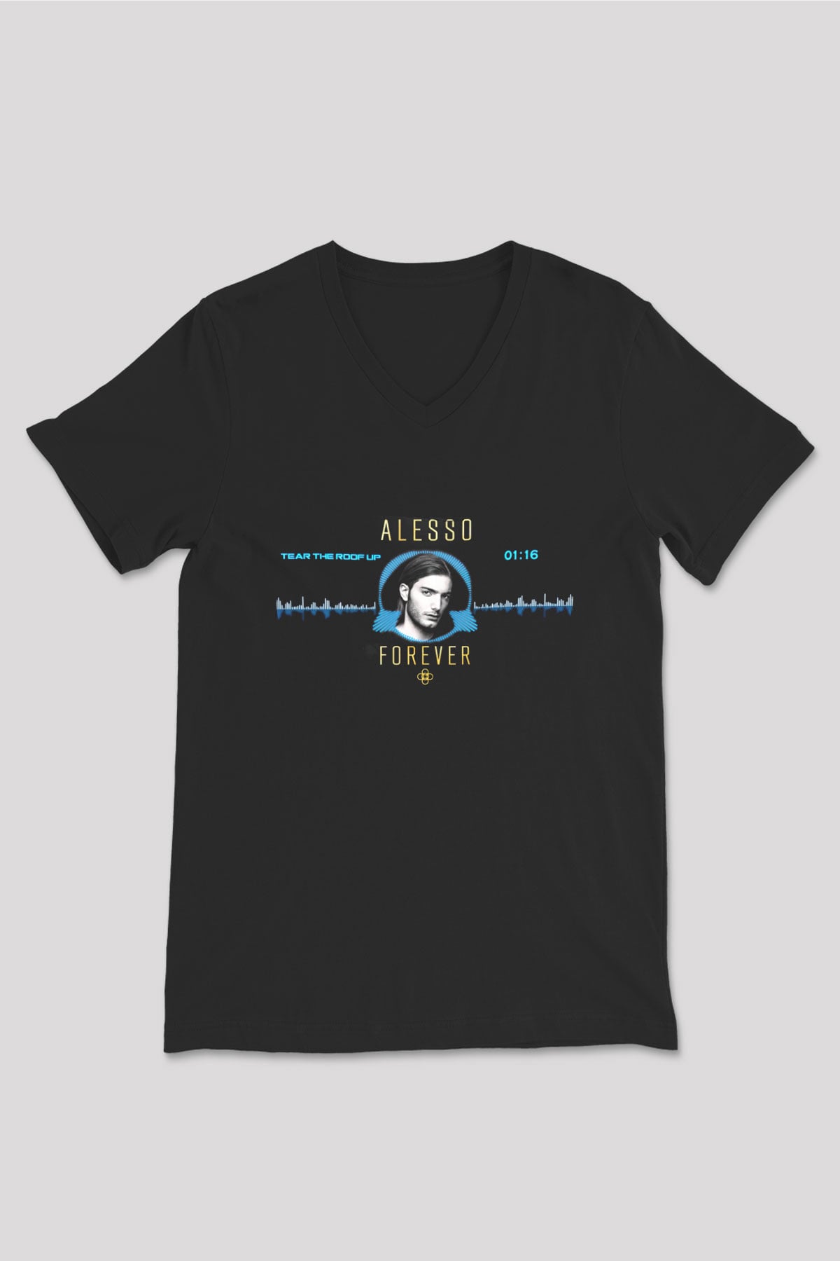 Alesso Siyah Unisex V Yaka Tişört
