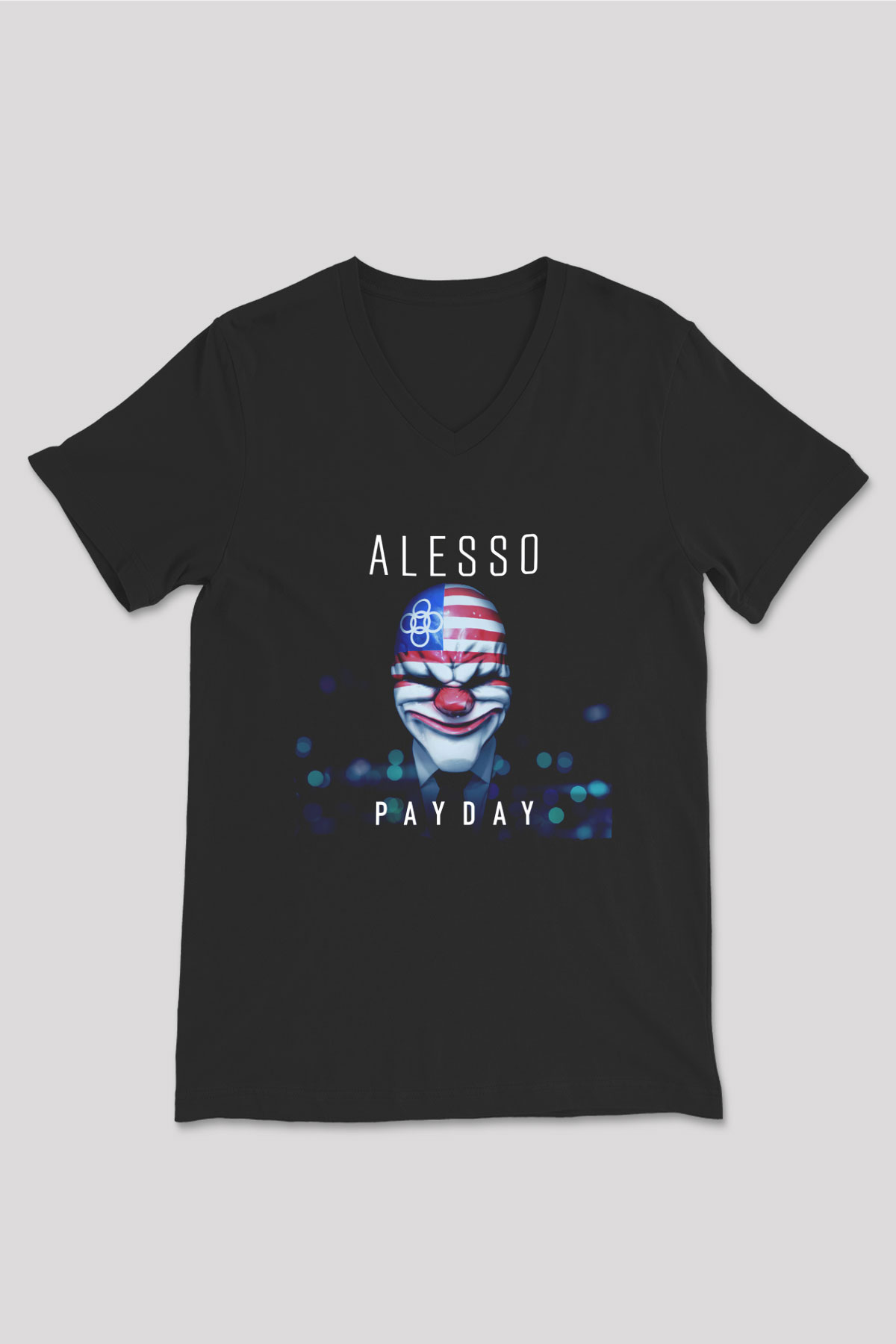 Alesso Siyah Unisex V Yaka Tişört