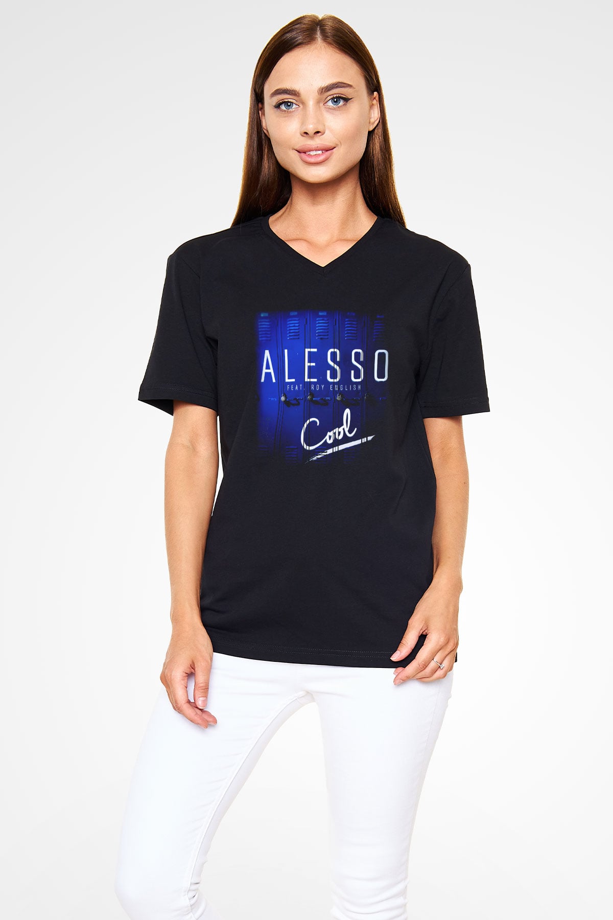 Alesso Siyah Unisex V Yaka Tişört T-Shirt
