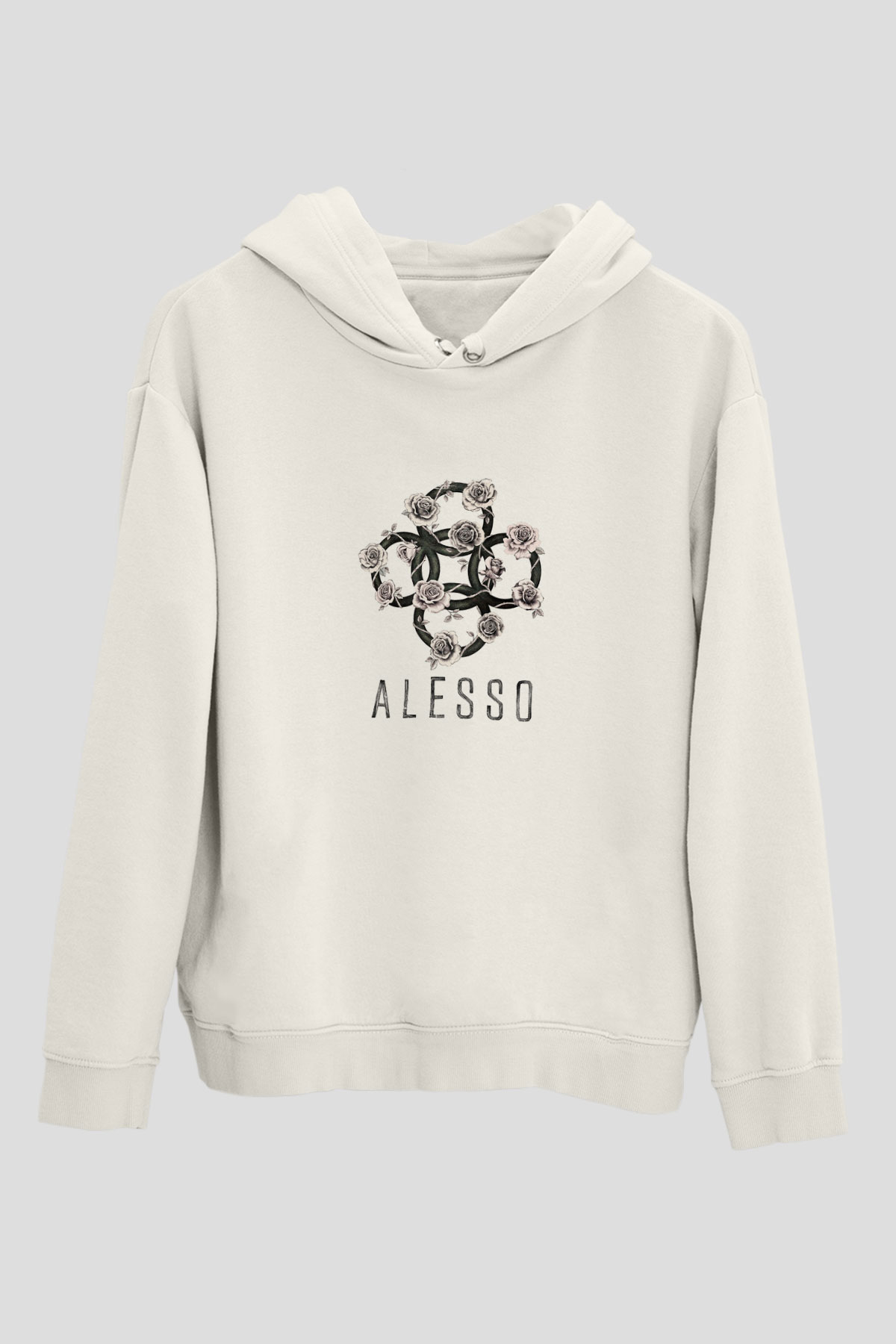 AlessoBaskılı Beyaz Hoodie