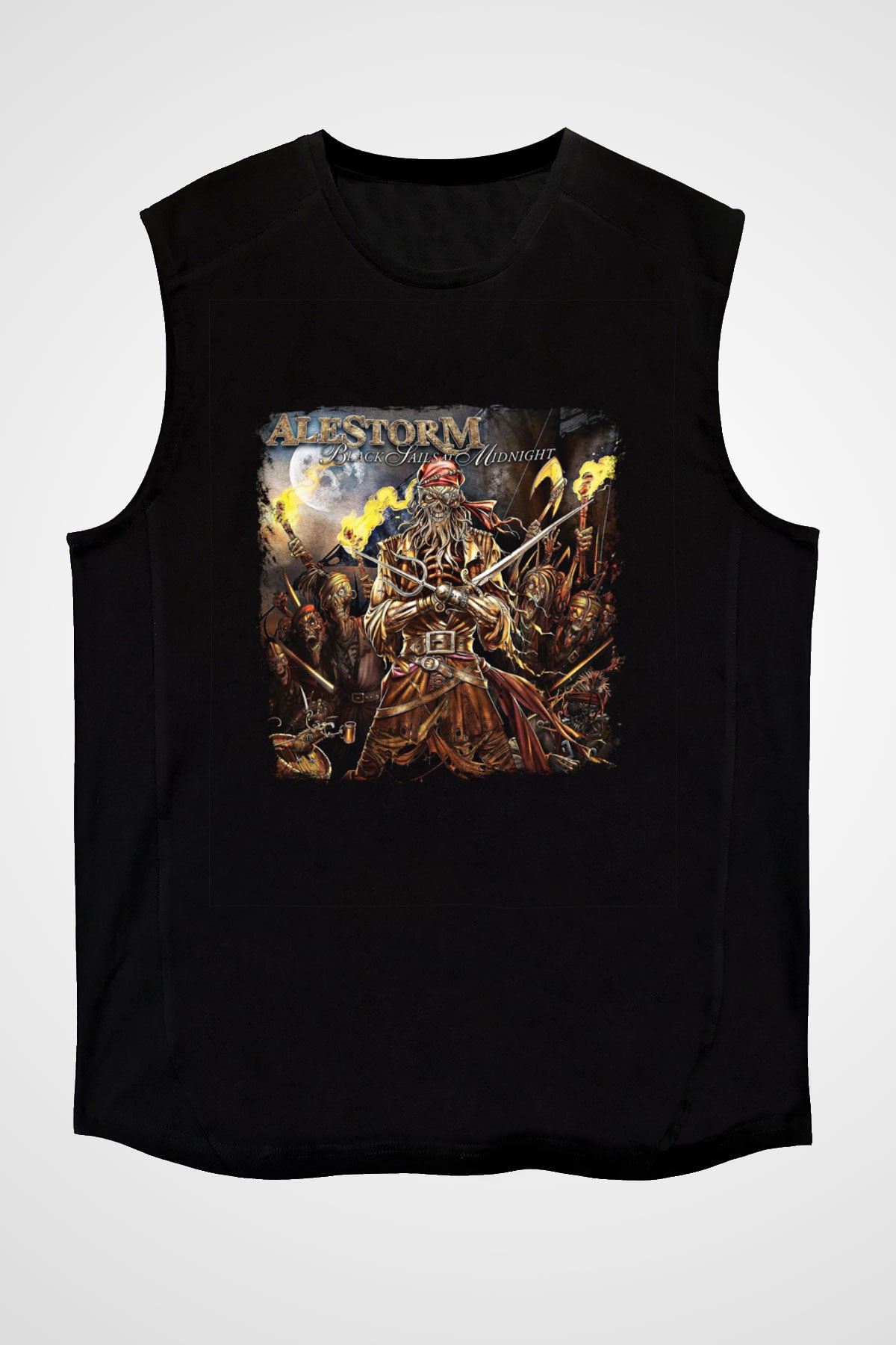 Alestorm Baskılı Unisex Siyah Kolsuz Tişört