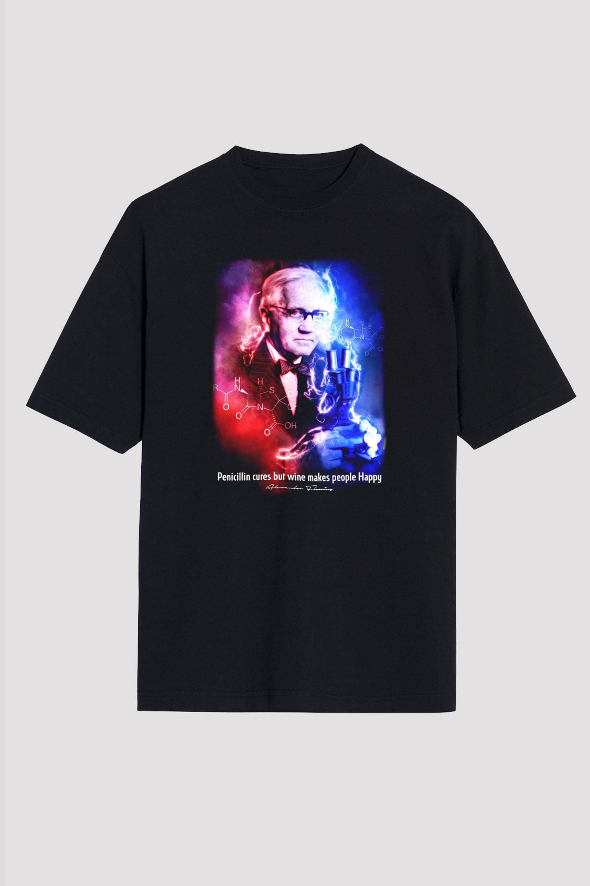 Alexander Fleming Baskılı Unisex Oversize Tişört - Tshirt