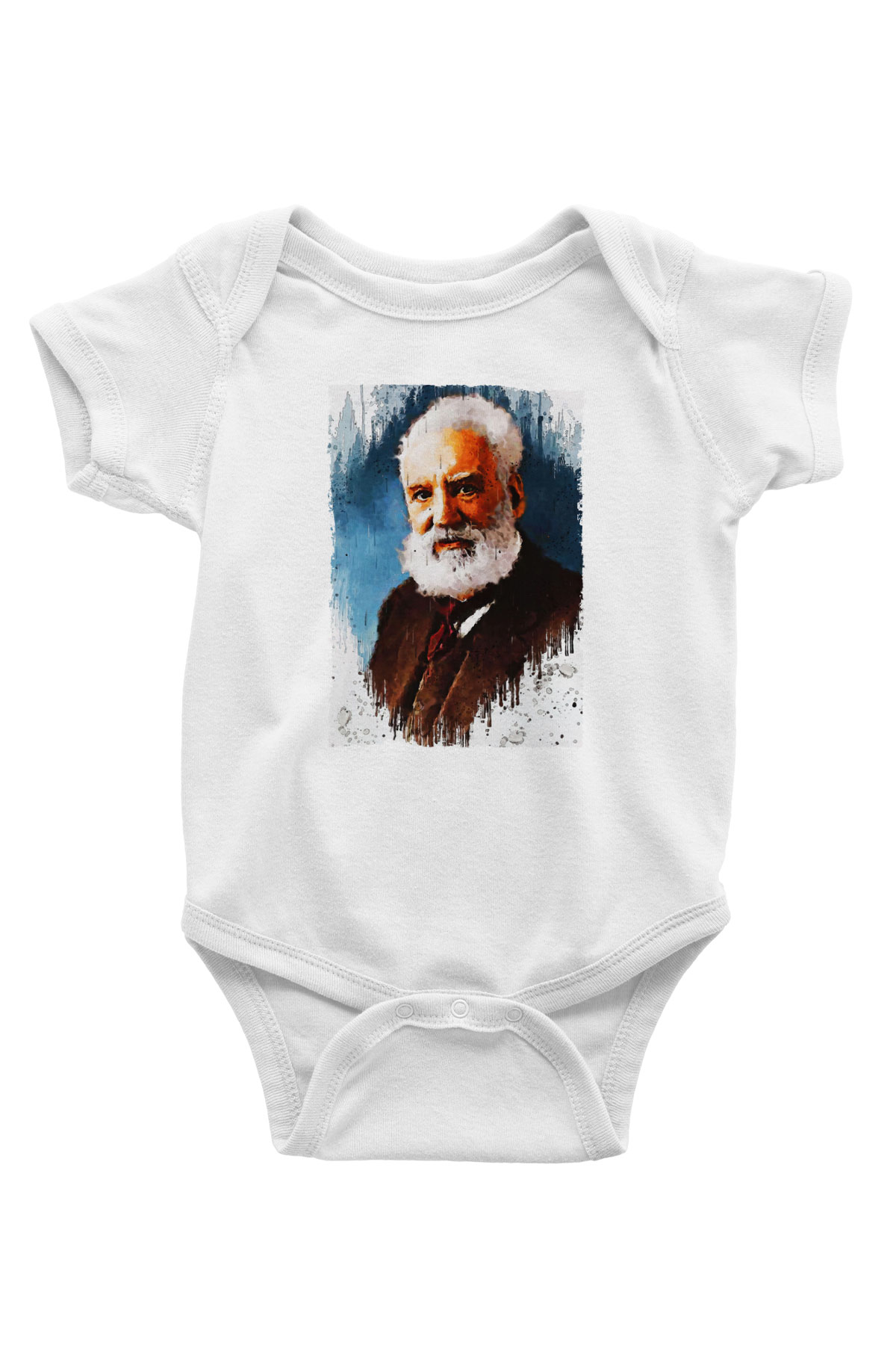 Alexander Graham Bell Baskılı Beyaz Bebek Body - Zıbın