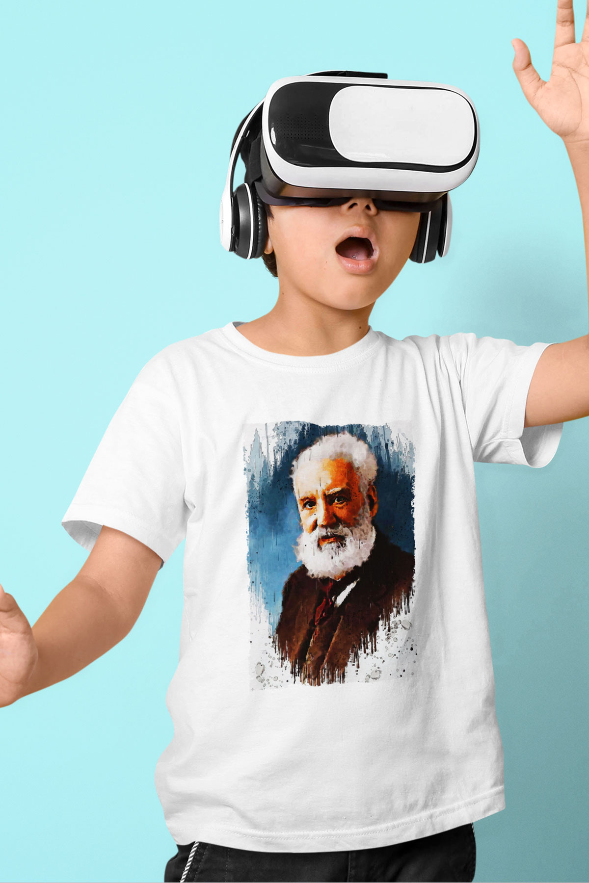 Alexander Graham Bell Baskılı Unisex Beyaz Çocuk Tişörtü - Tshirt