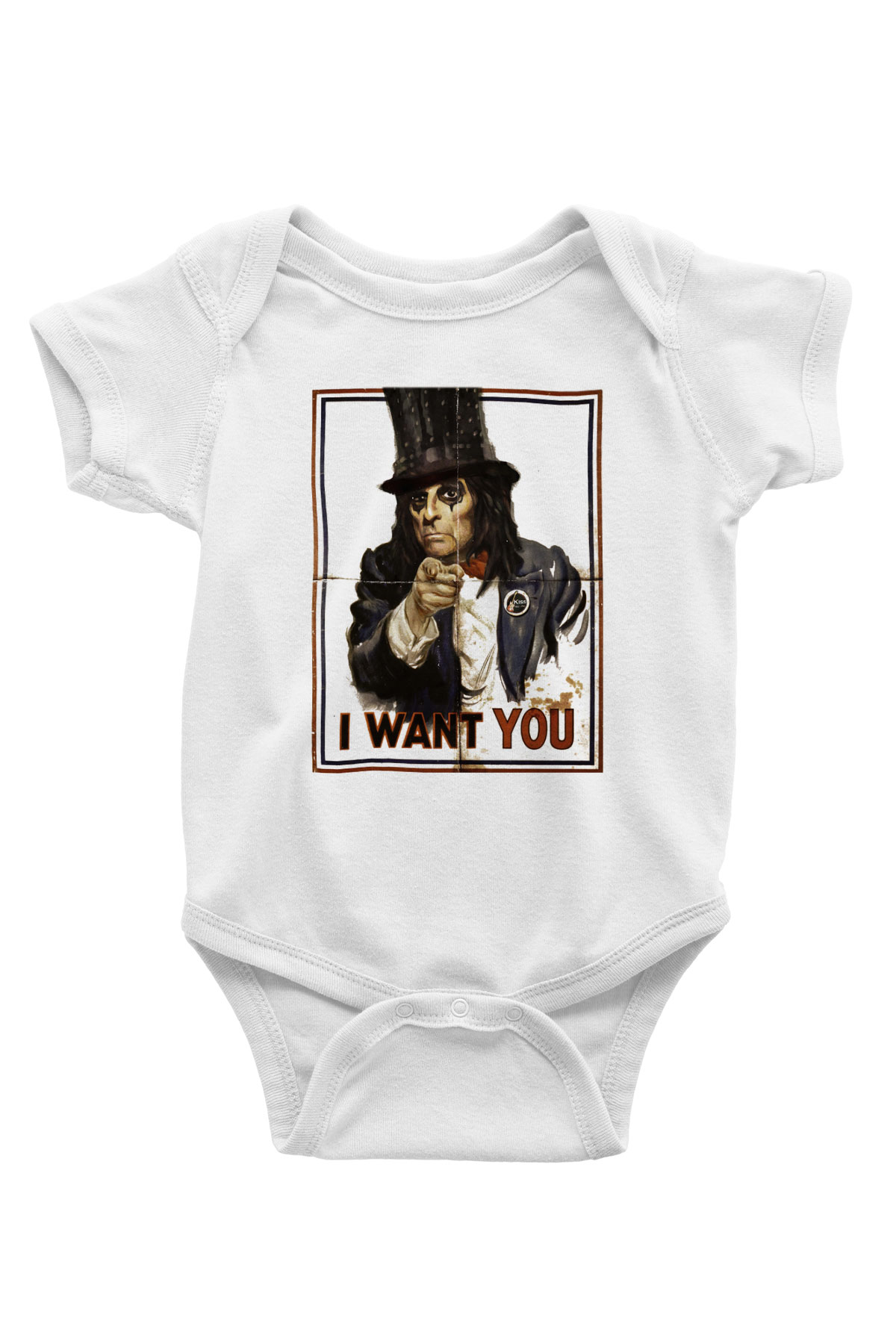 Alice Cooper Baskılı Beyaz Unisex Bebek Body - Zıbın
