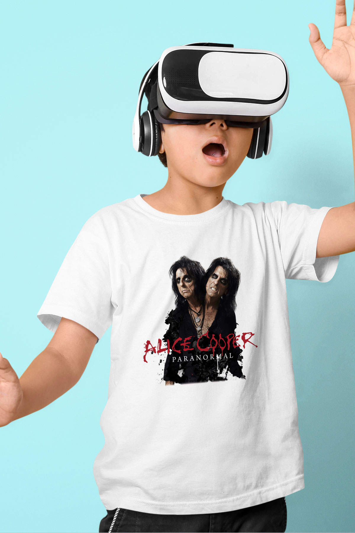 Alice Cooper Baskılı Beyaz Unisex Çocuk Tişört