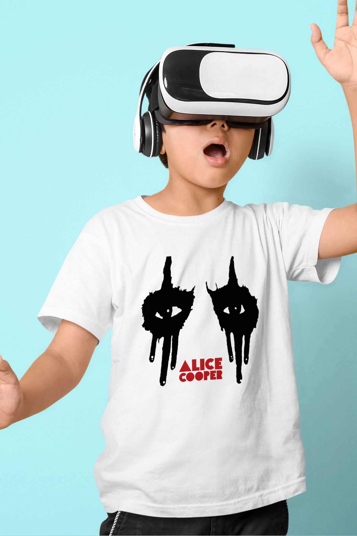 Alice Cooper Baskılı Beyaz Unisex Çocuk Tişört