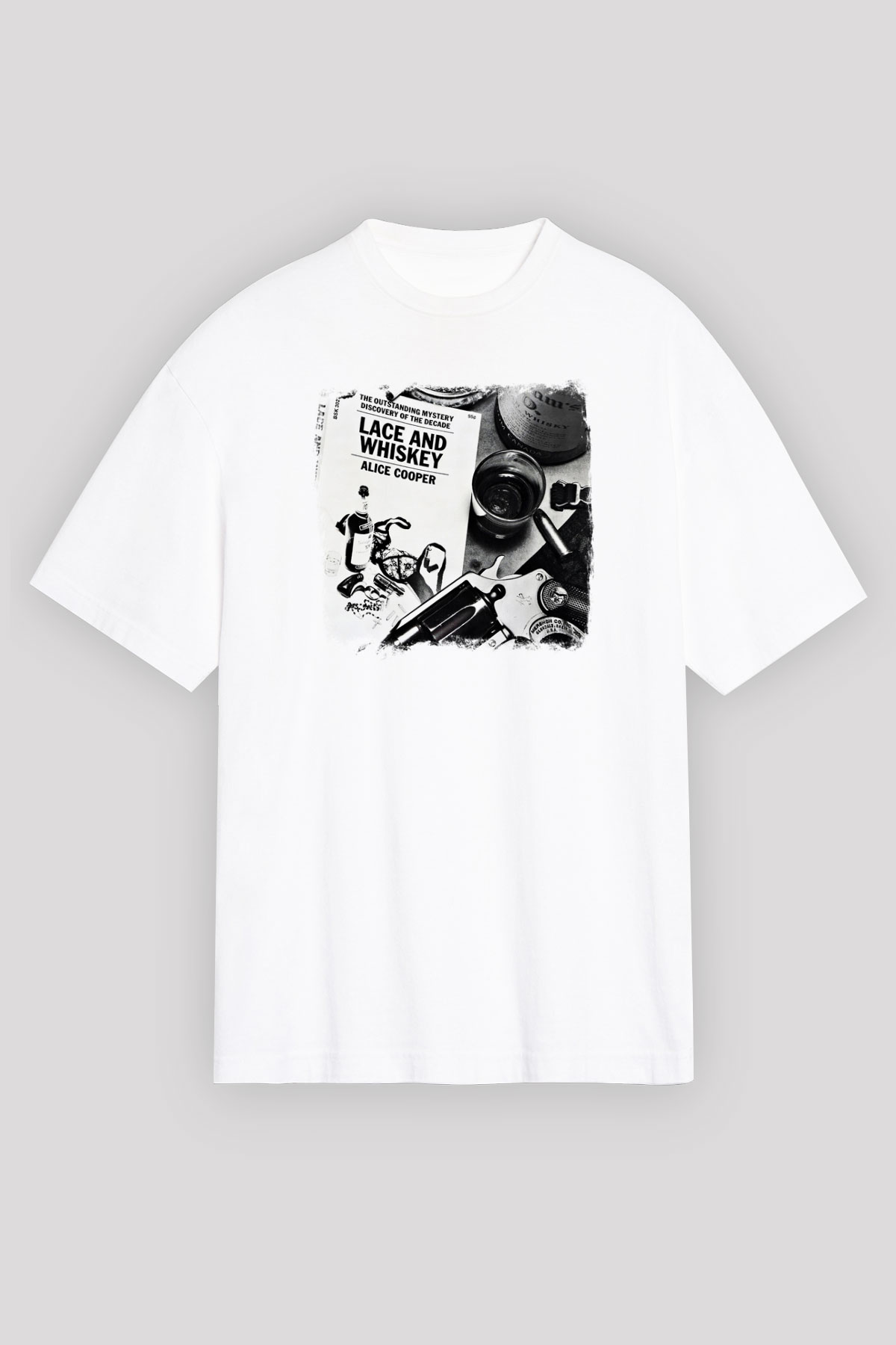 Alice Cooper Baskılı Unisex Beyaz Oversize Tişört