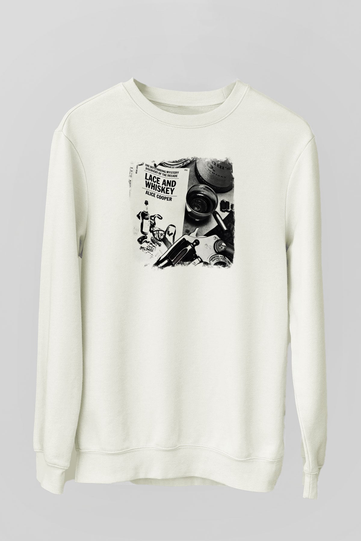 Alice Cooper Baskılı Unisex Beyaz Sweatshirt