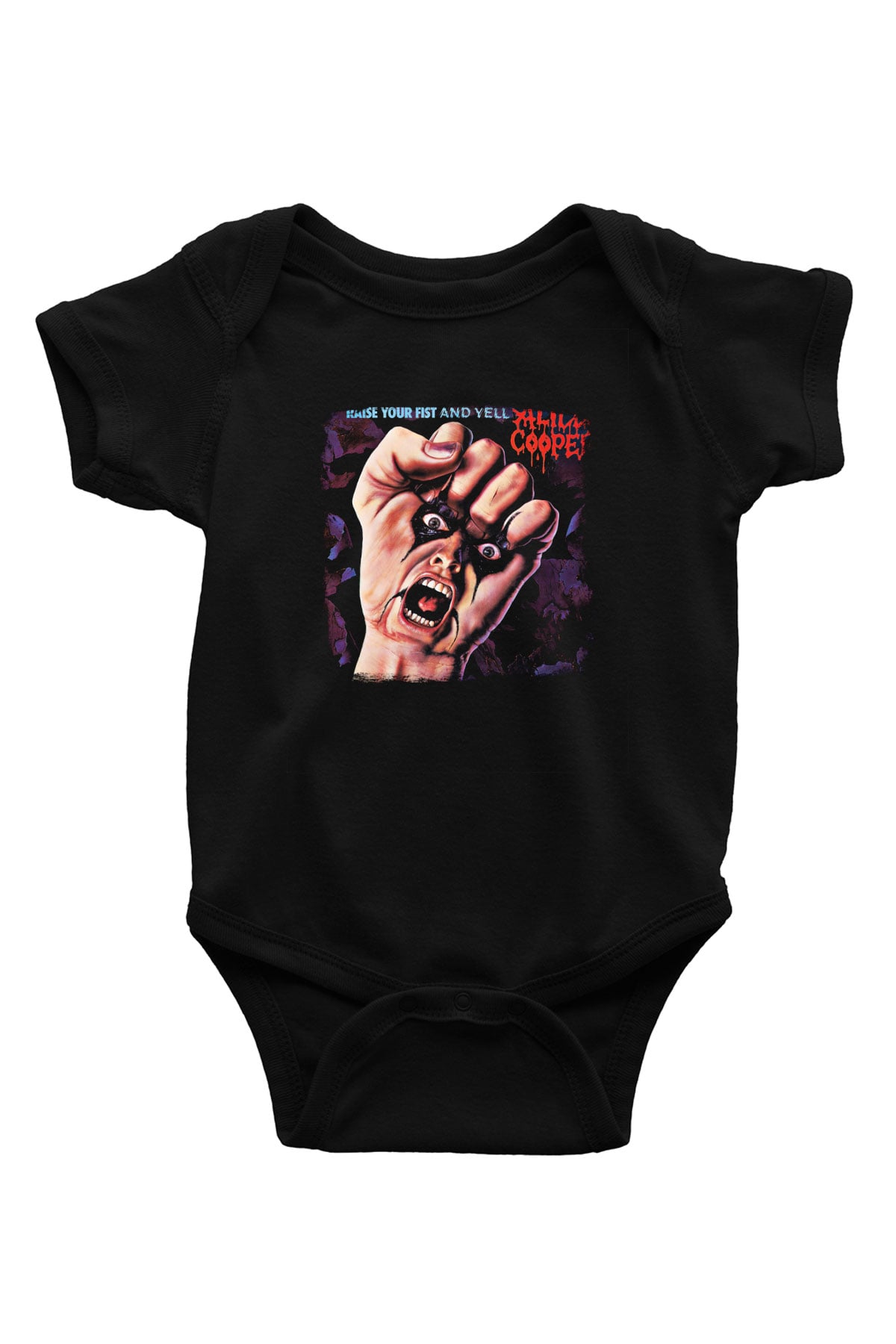 Alice Cooper Baskılı Unisex Siyah Bebek Body - Zıbın