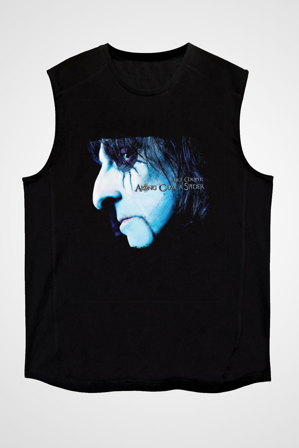 Alice Cooper Baskılı Unisex Siyah Kolsuz Tişört