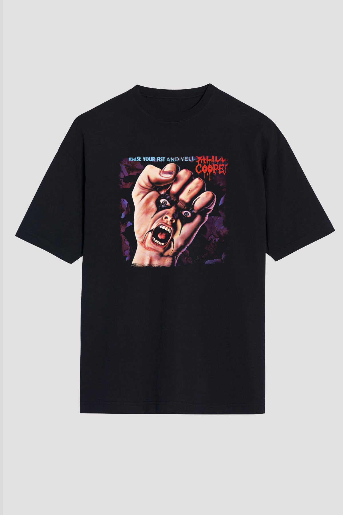 Alice Cooper Baskılı Unisex Siyah Oversize Tişört