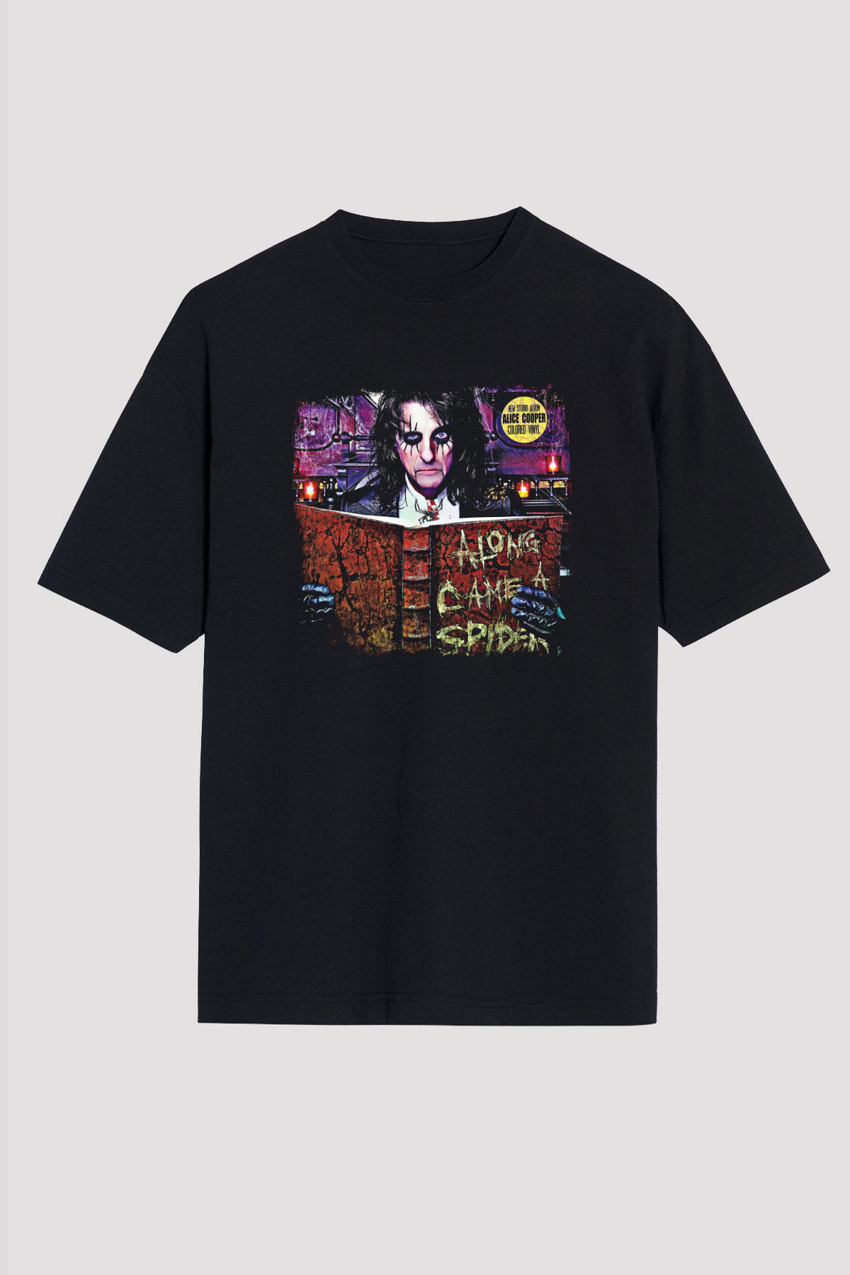 Alice Cooper Baskılı Unisex Siyah Oversize Tişört