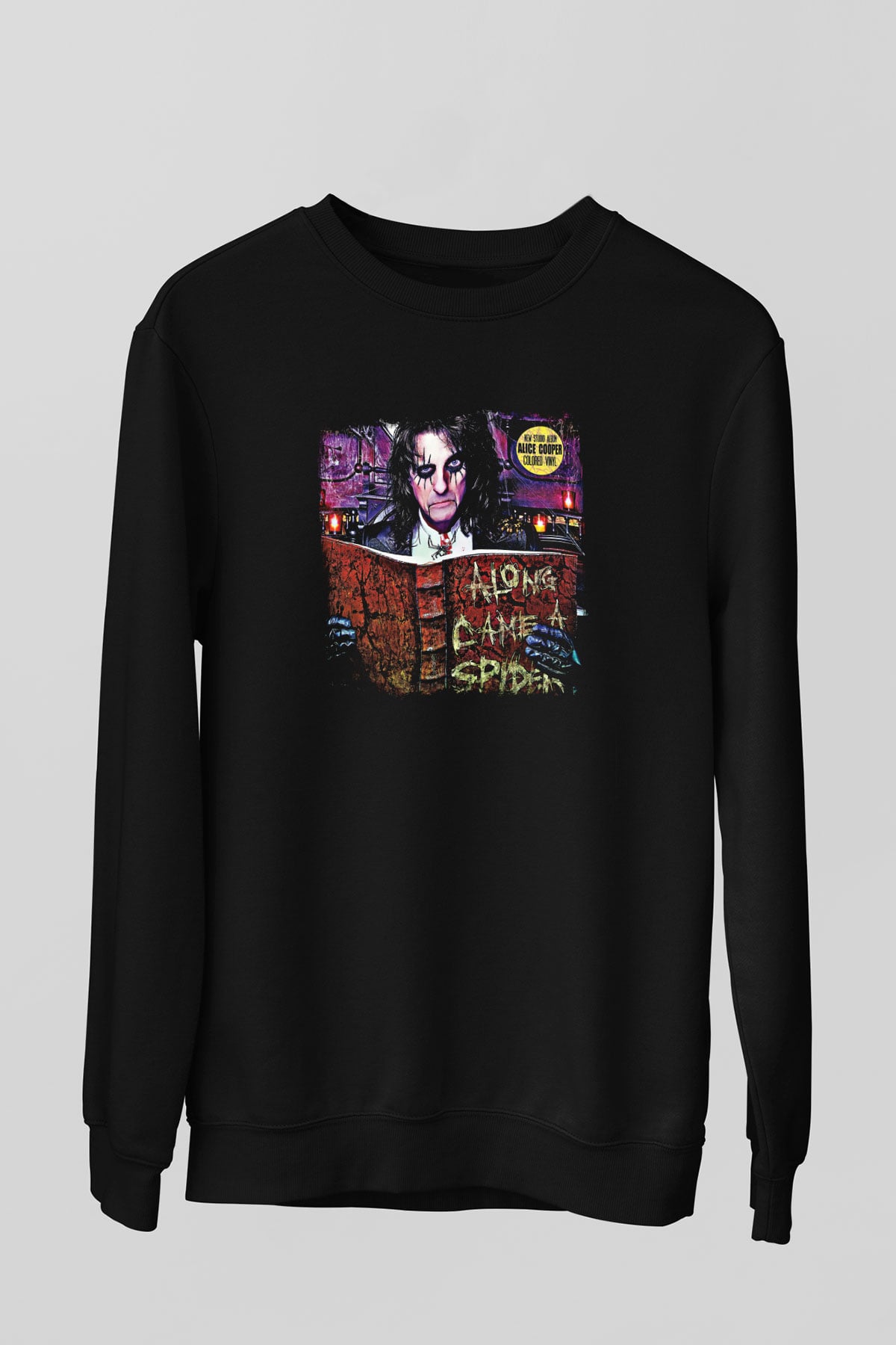 Alice Cooper Baskılı Unisex Siyah Sweatshirt