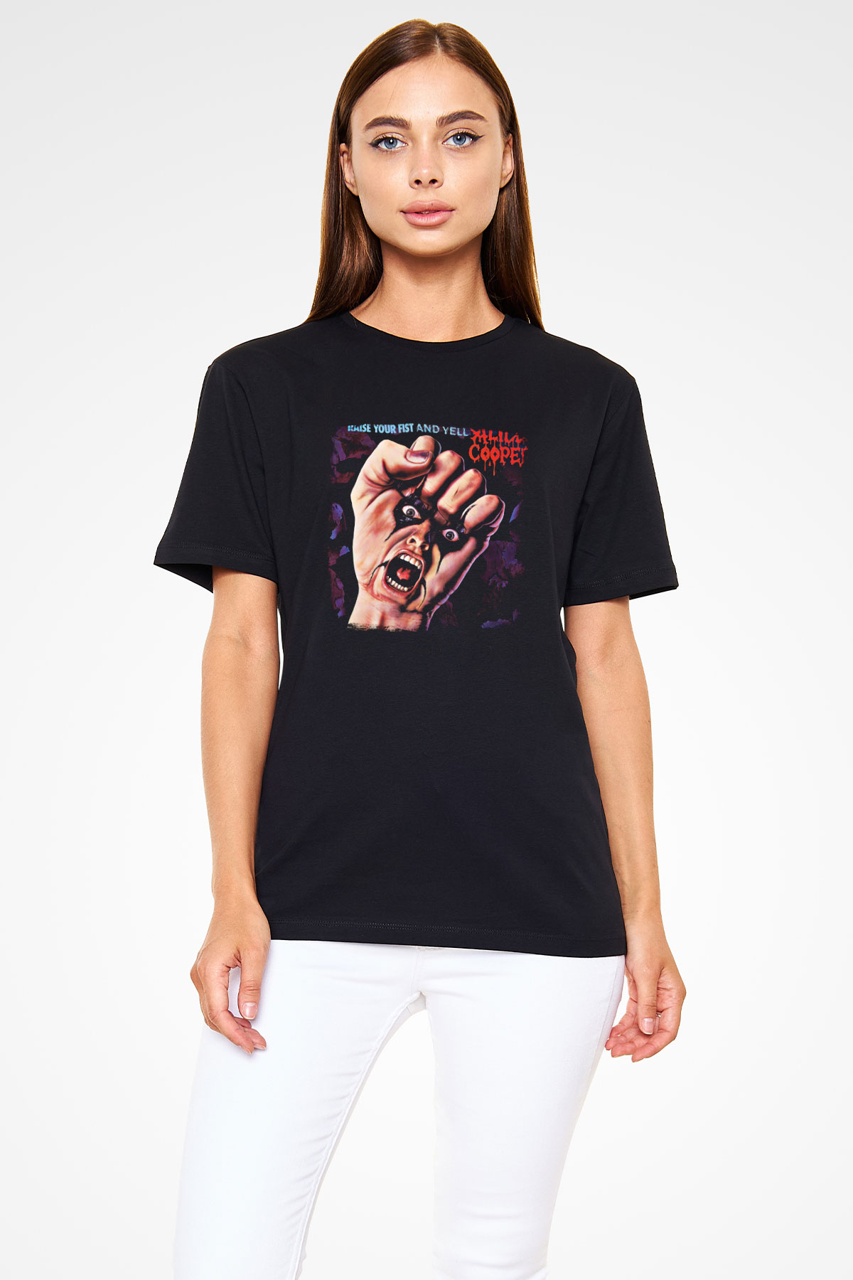Alice Cooper Baskılı Unisex Siyah Tişört