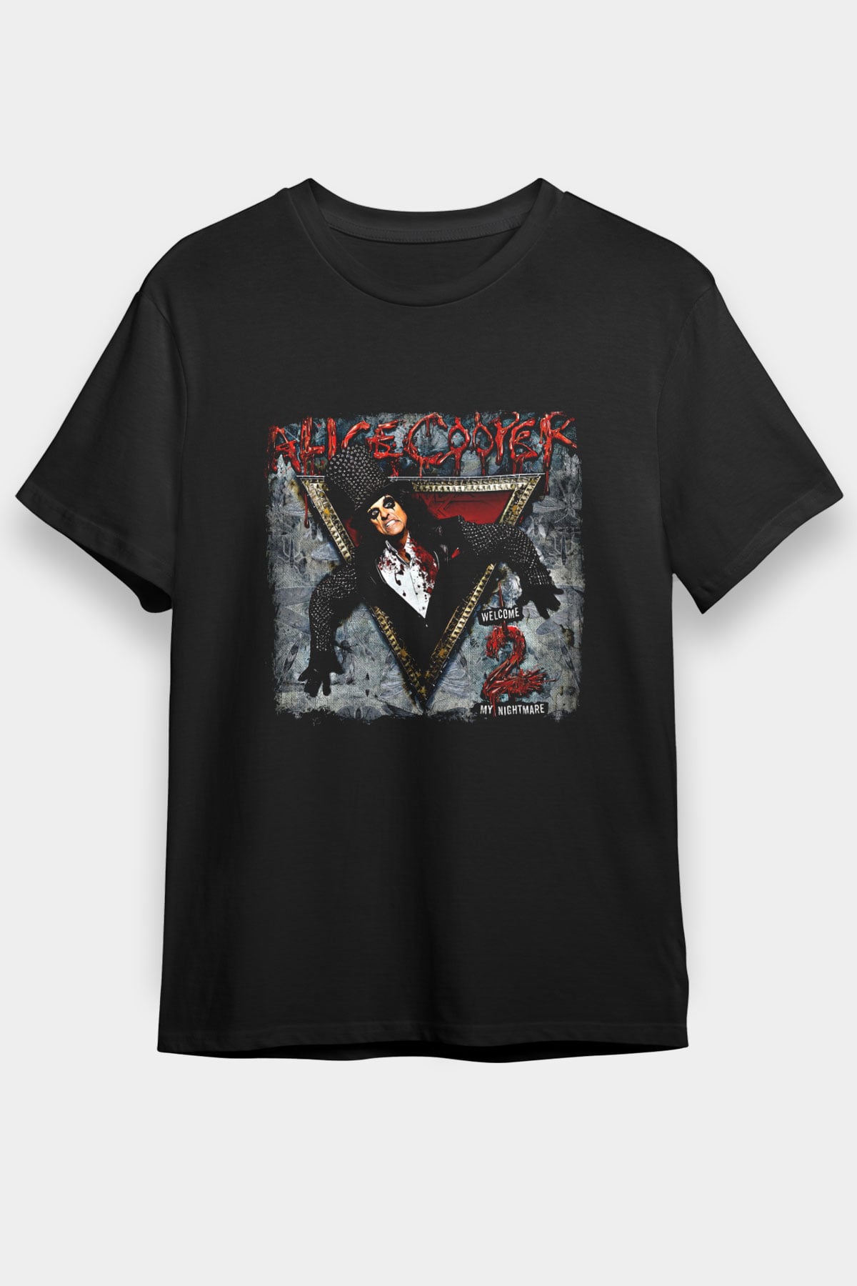 Alice Cooper Baskılı Unisex Siyah Tişört