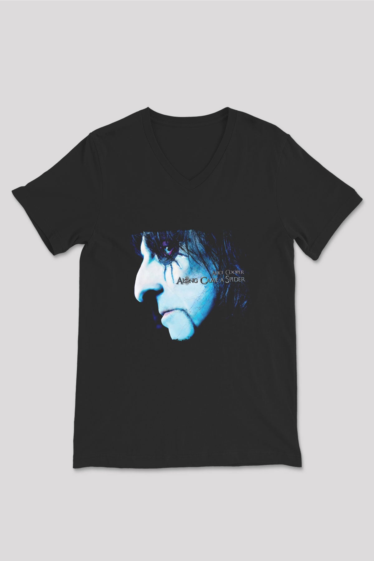 Alice Cooper Baskılı Unisex Siyah V Yaka Tişört