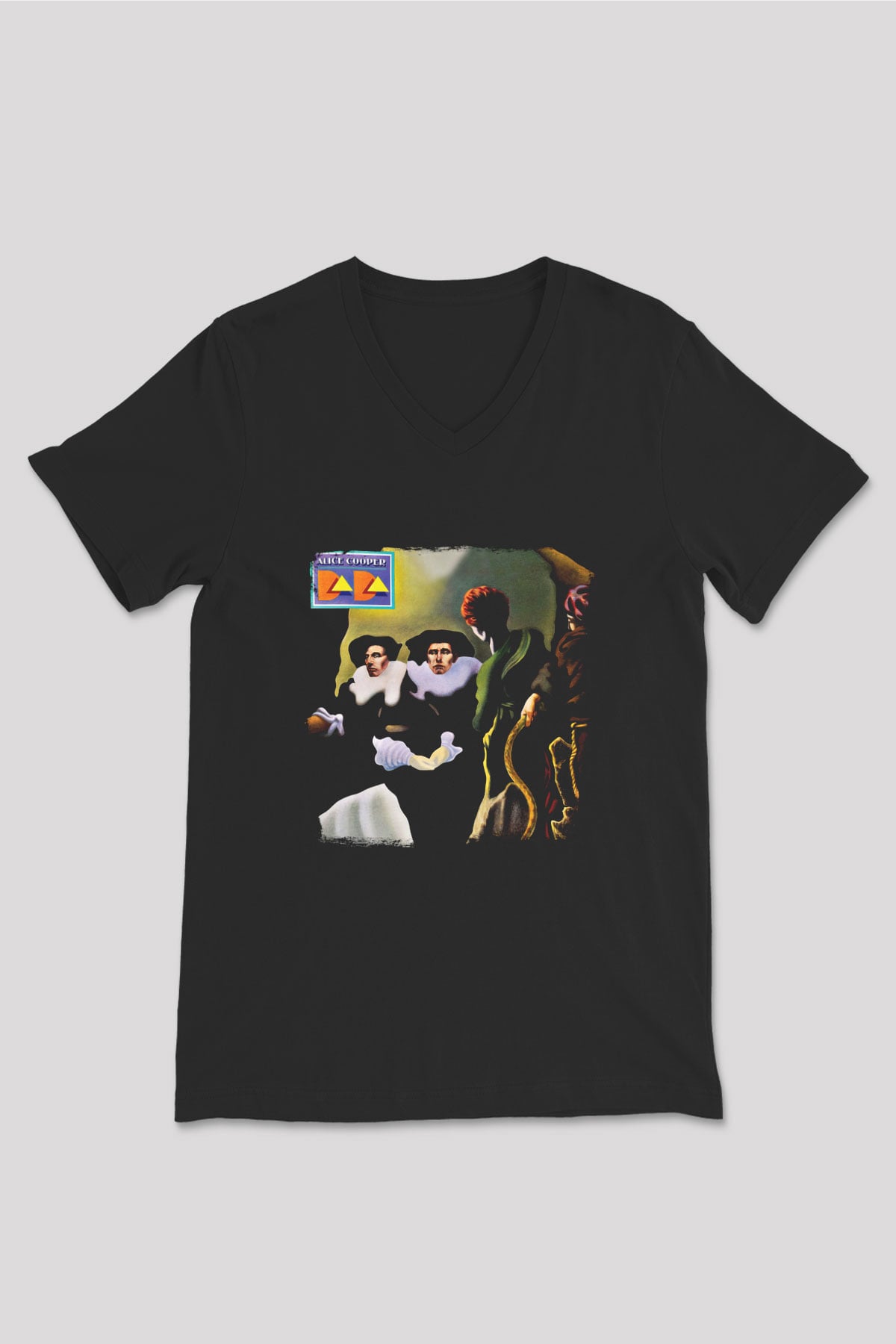 Alice Cooper Baskılı Unisex Siyah V Yaka Tişört