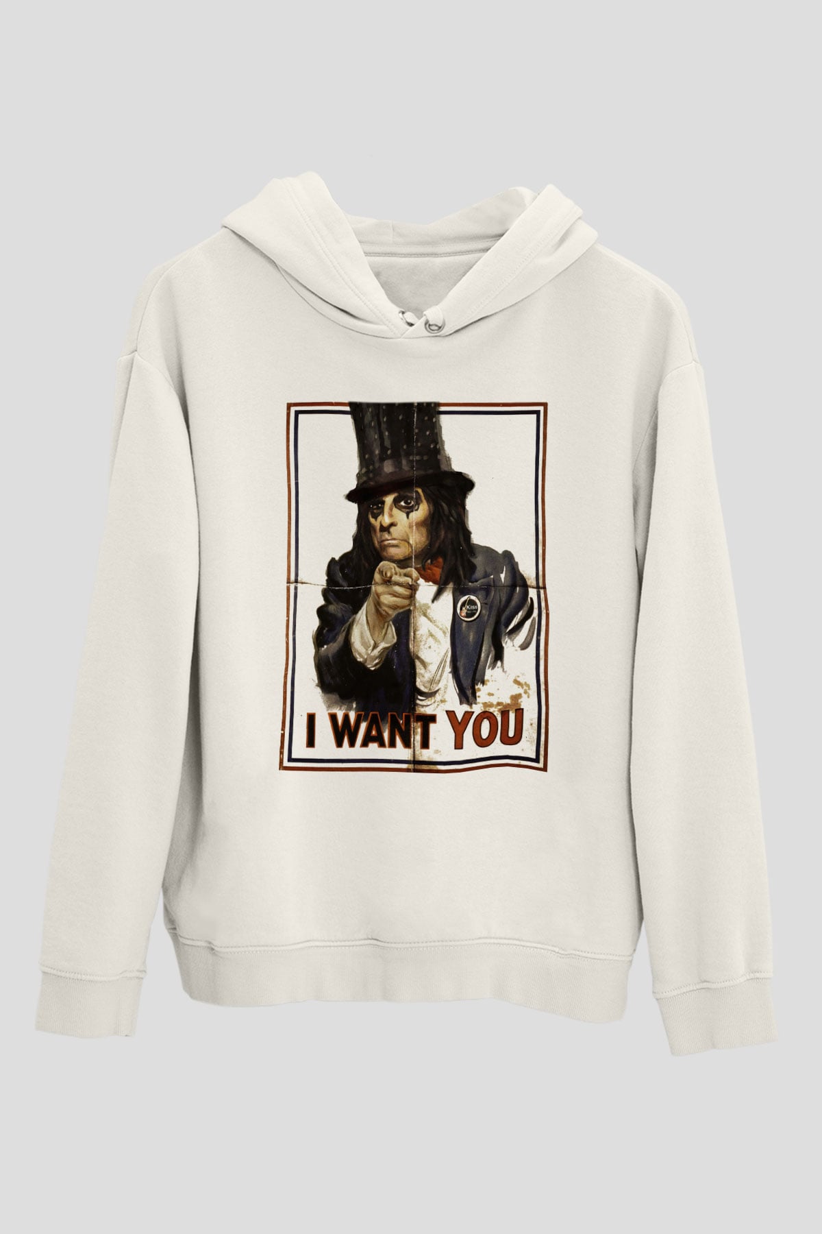 Alice Cooper Beyaz Unisex Kapşonlu Sweatshirt