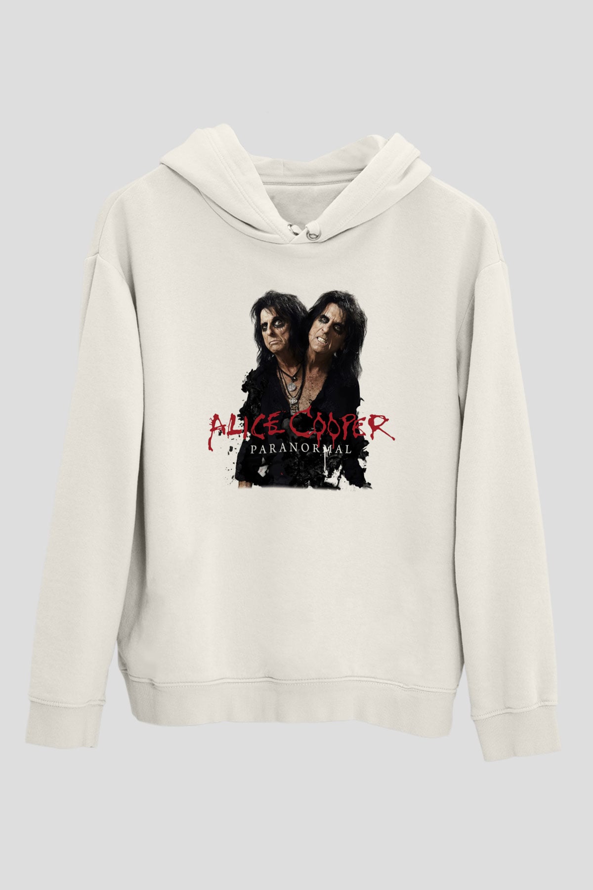 Alice Cooper Beyaz Unisex Kapşonlu Sweatshirt