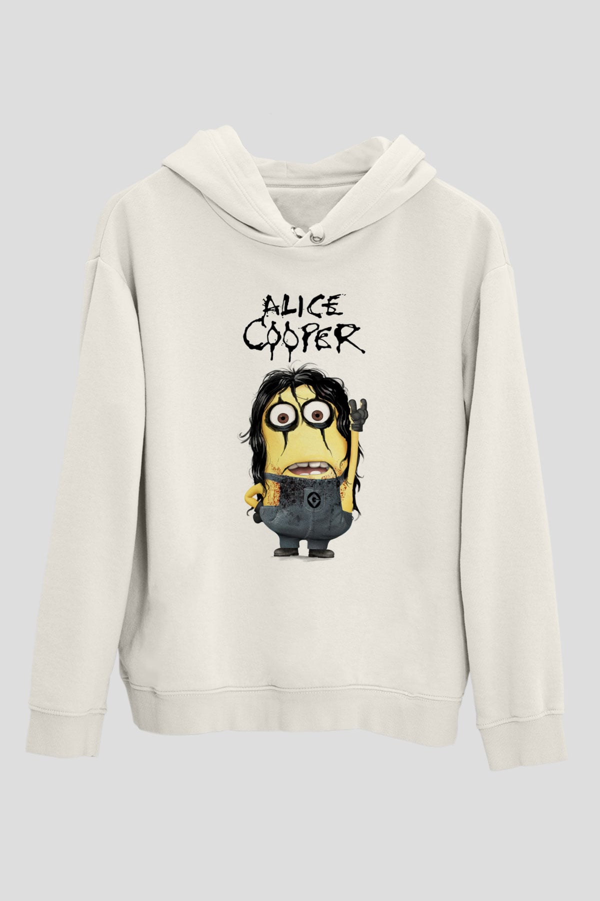 Alice Cooper Beyaz Unisex Kapşonlu Sweatshirt