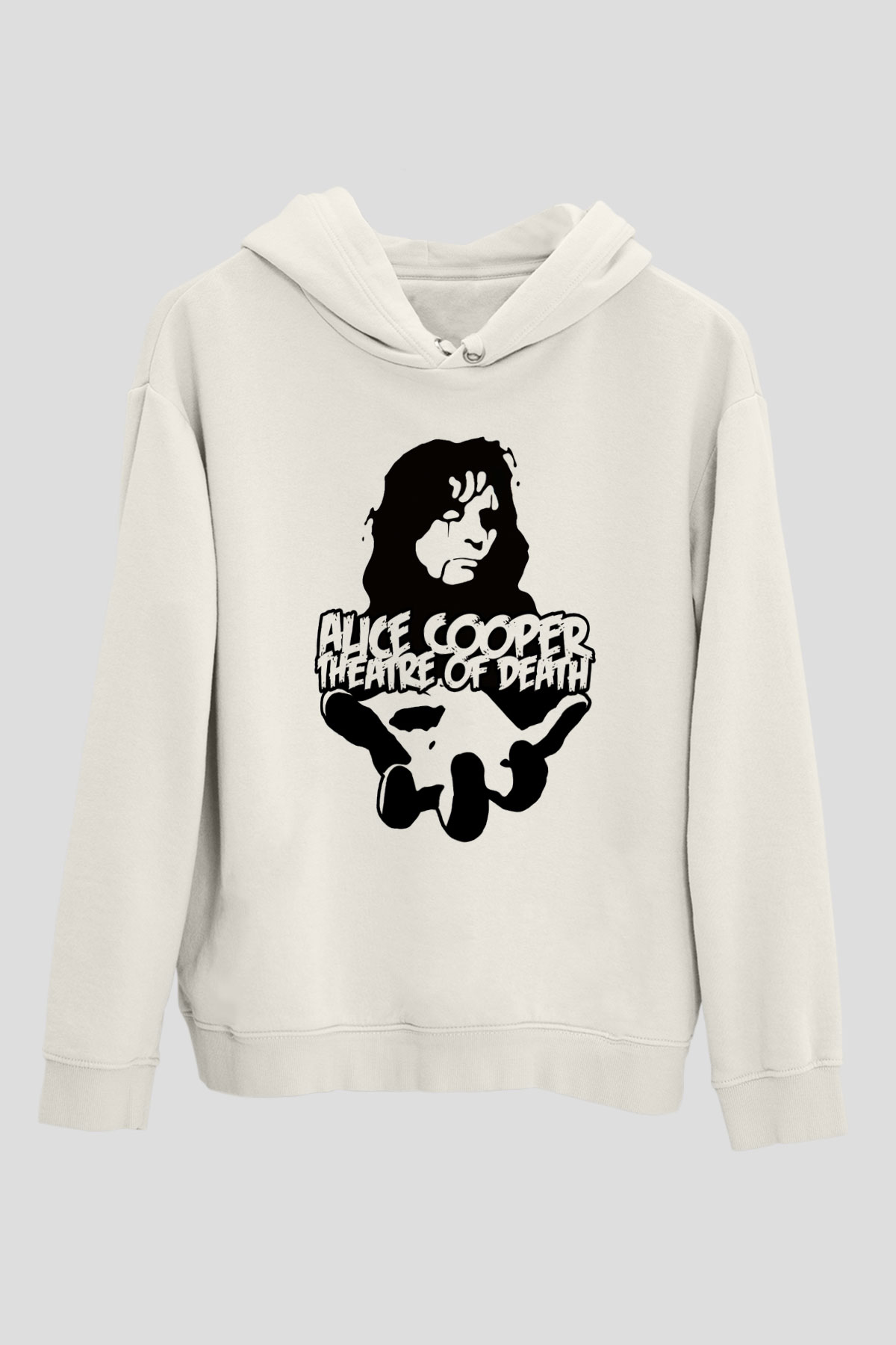 Alice Cooper Beyaz Unisex Kapşonlu Sweatshirt