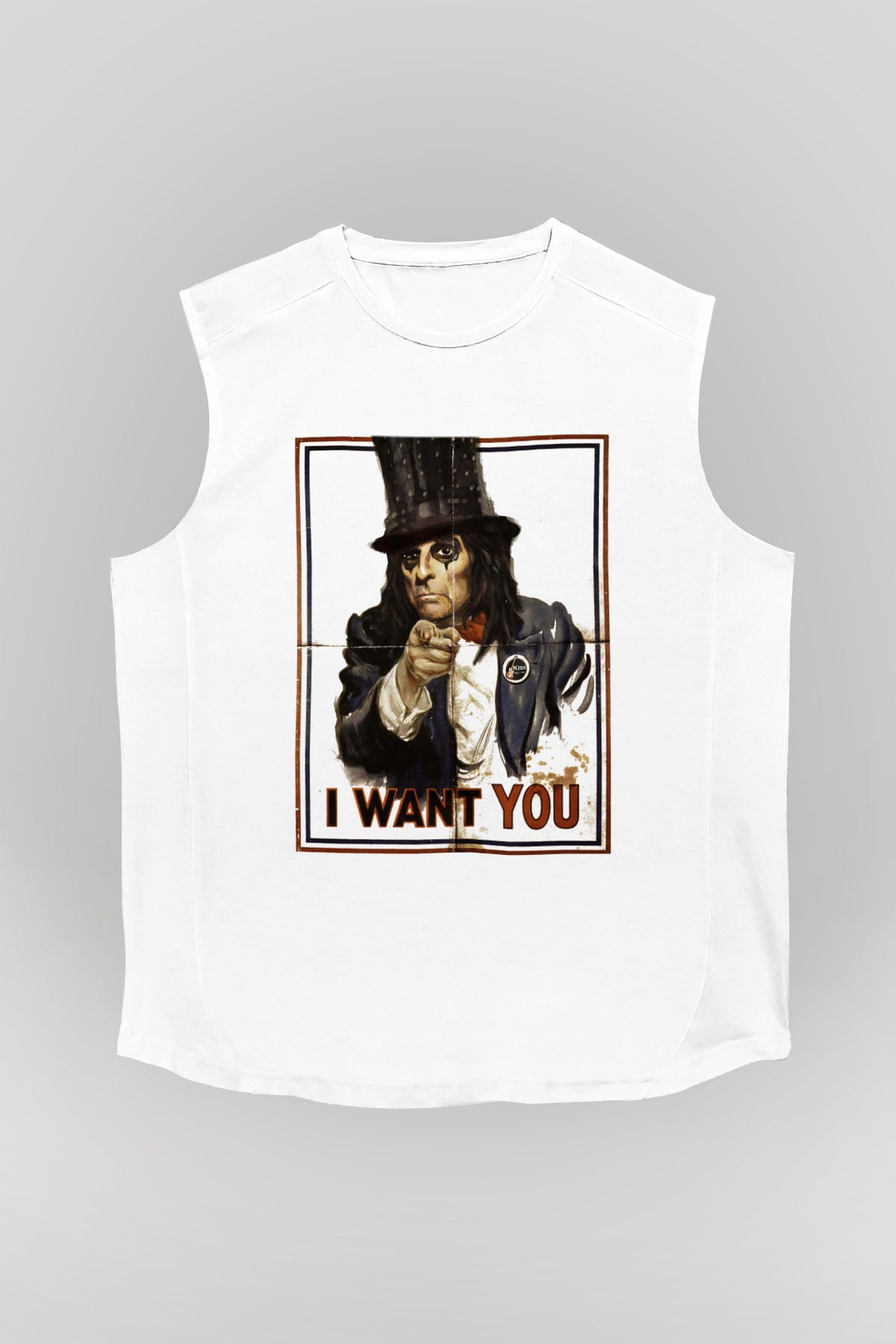Alice Cooper Beyaz Unisex Kolsuz Tişört