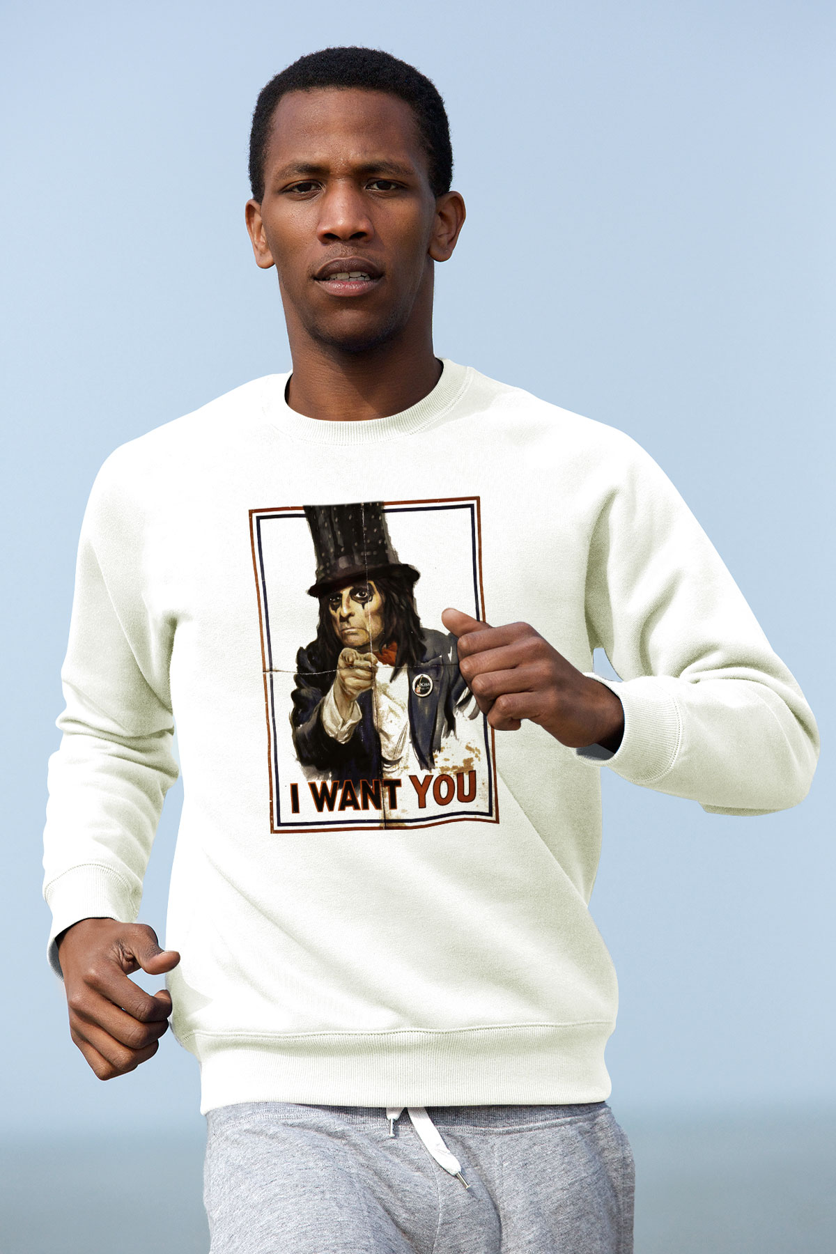 Alice Cooper Beyaz Unisex Sweatshirt