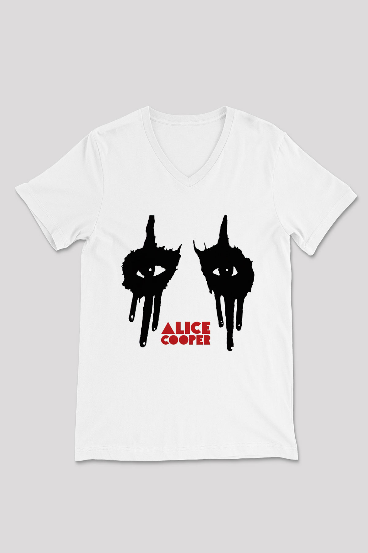 Alice Cooper Beyaz Unisex V Yaka Tişört T-Shirt