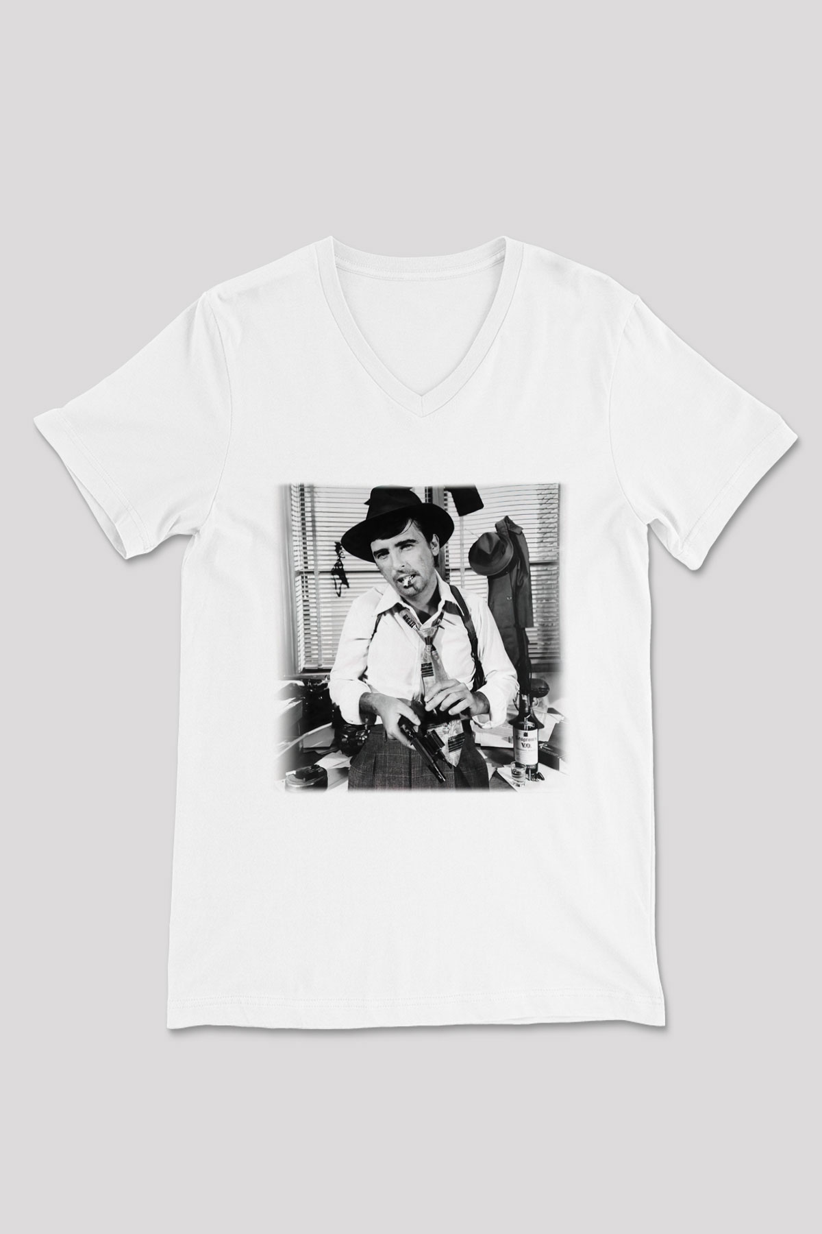 Alice Cooper Beyaz Unisex V Yaka Tişört